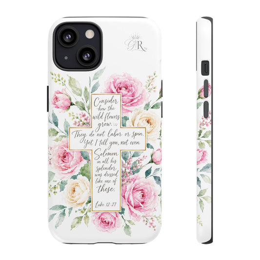 Floral Cross Scripture Phone Case | Tough Case