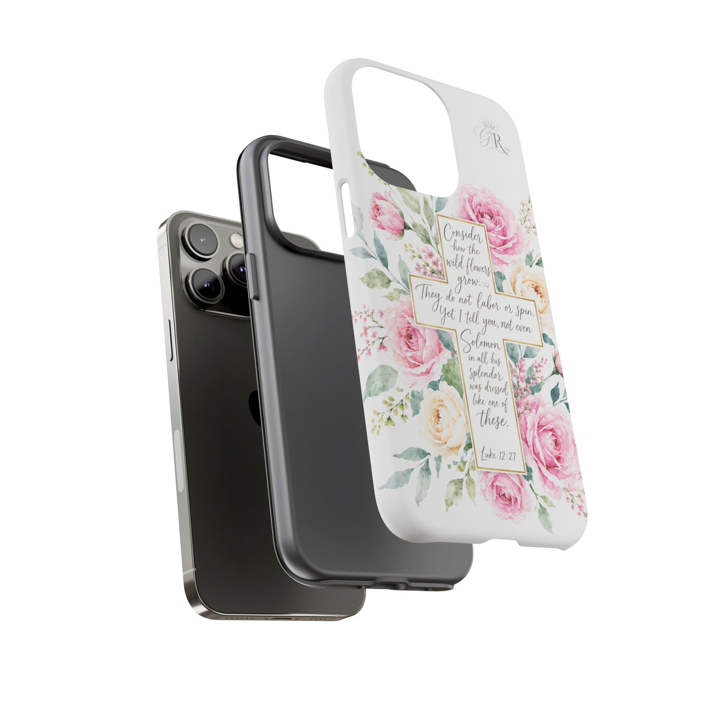 Floral Cross Scripture Phone Case | Tough Case
