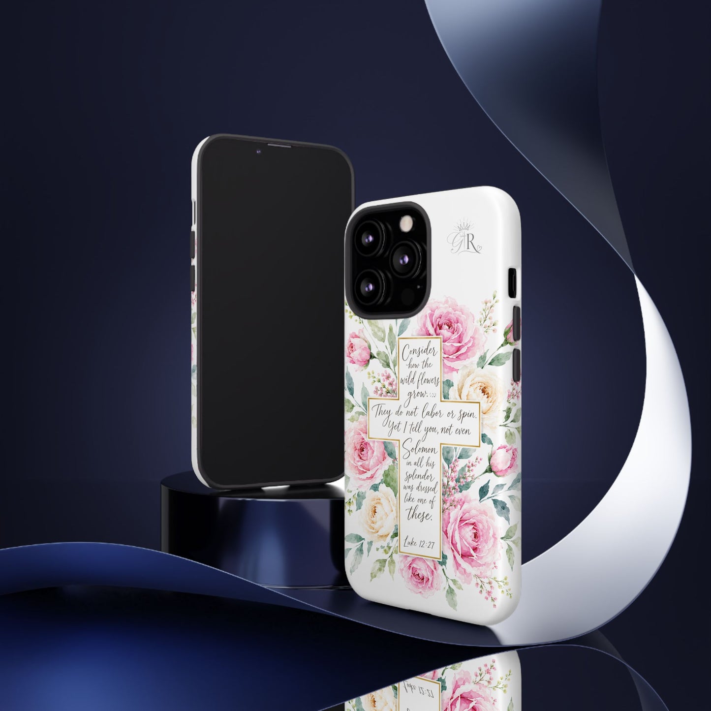 Floral Cross Scripture Phone Case | Tough Case