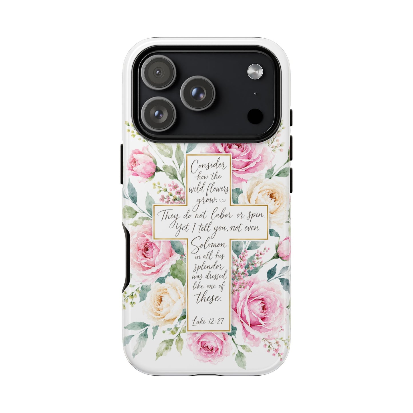 Floral Cross Scripture Phone Case | Tough Case