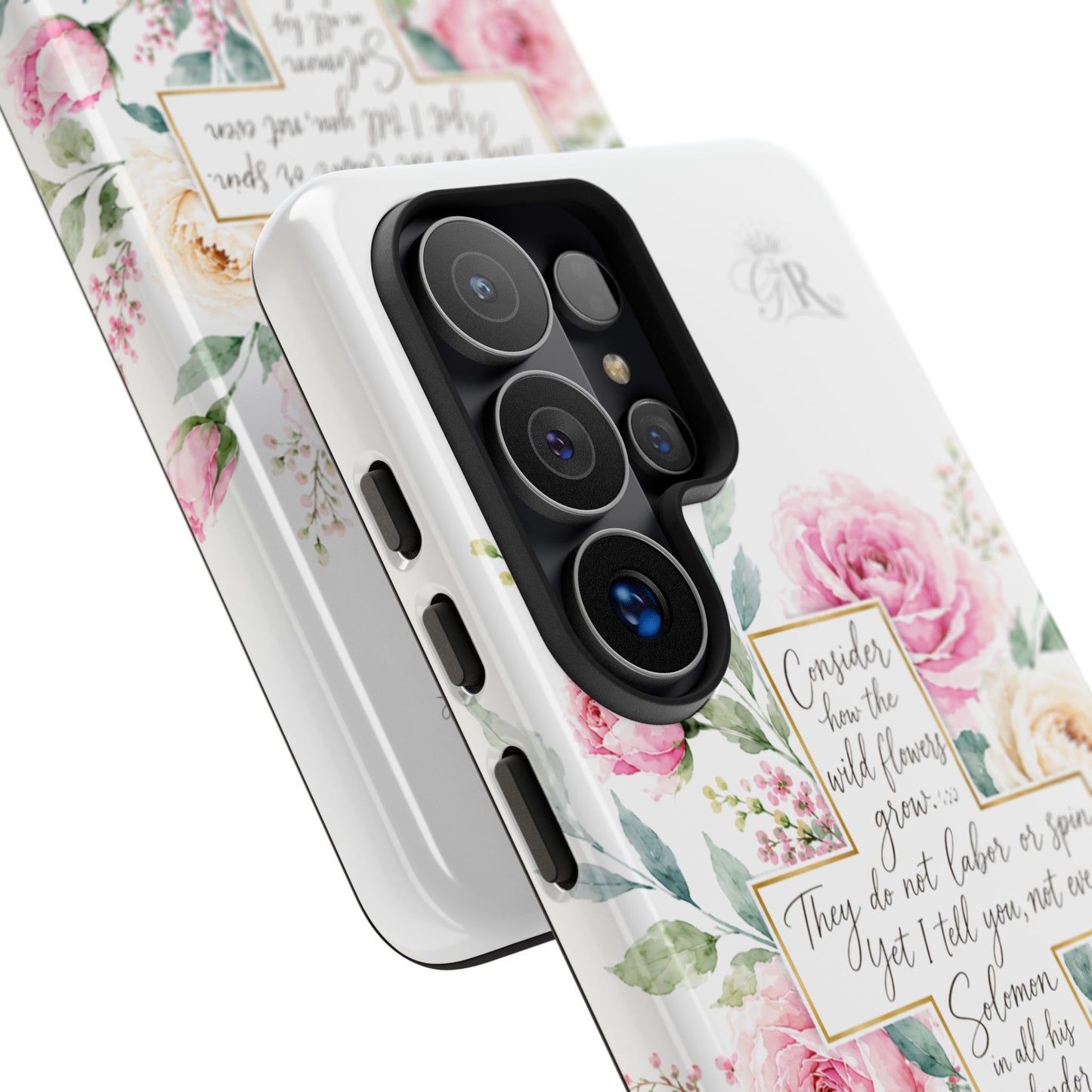 Floral Cross Scripture Phone Case | Tough Case