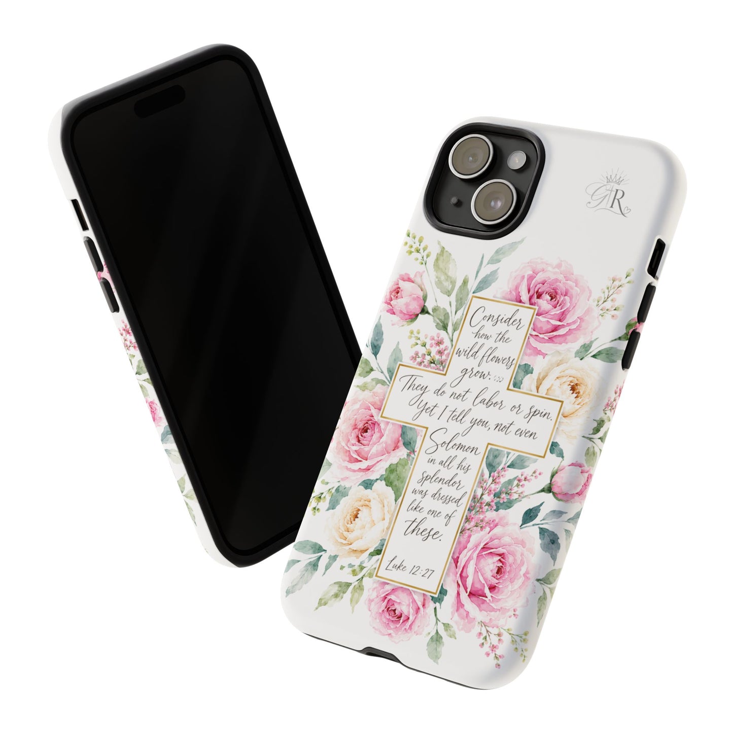 Floral Cross Scripture Phone Case | Tough Case