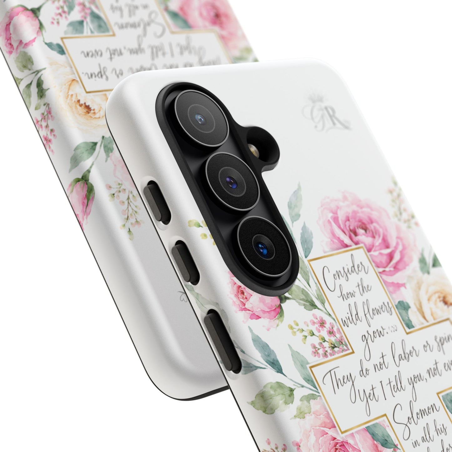 Floral Cross Scripture Phone Case | Tough Case