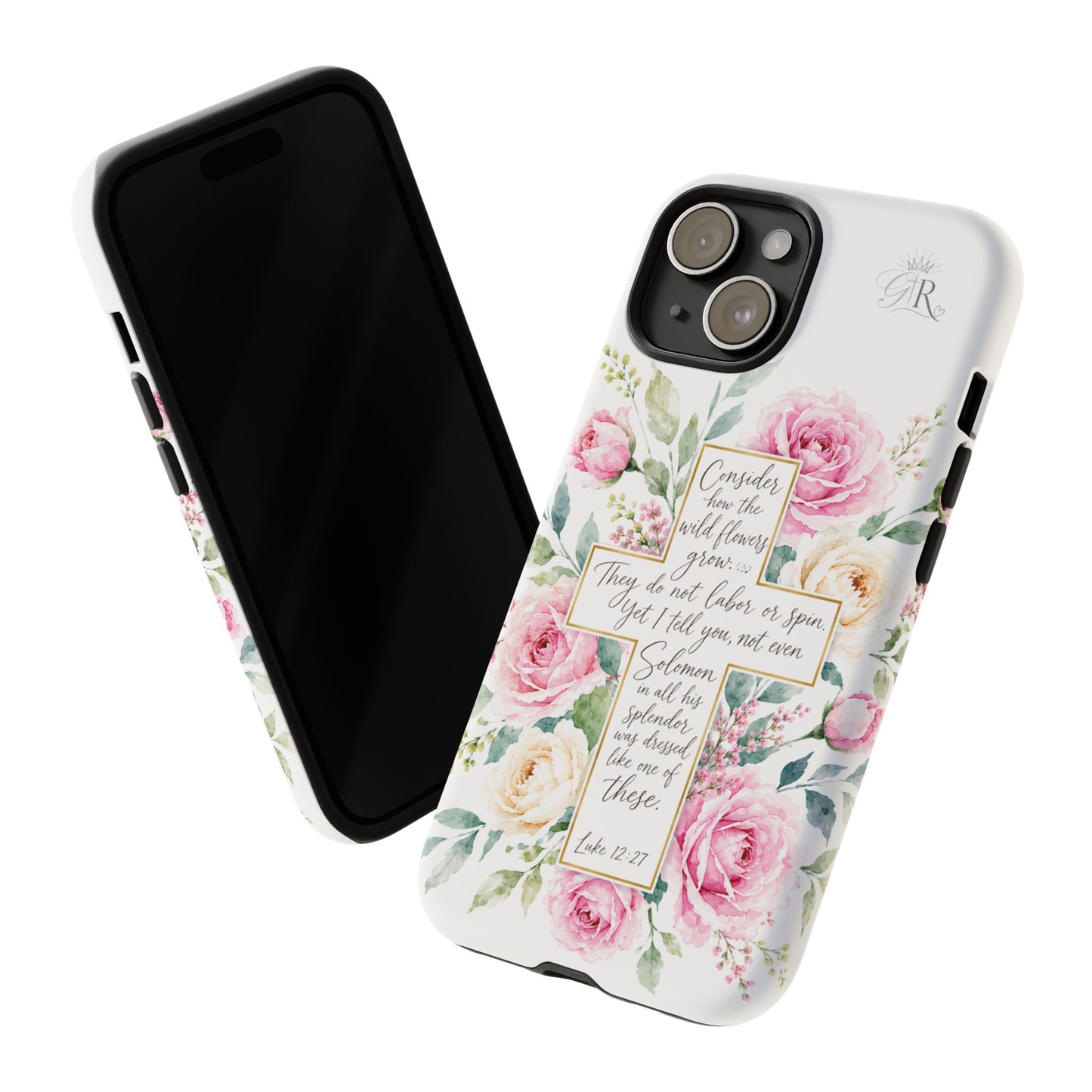 Floral Cross Scripture Phone Case | Tough Case