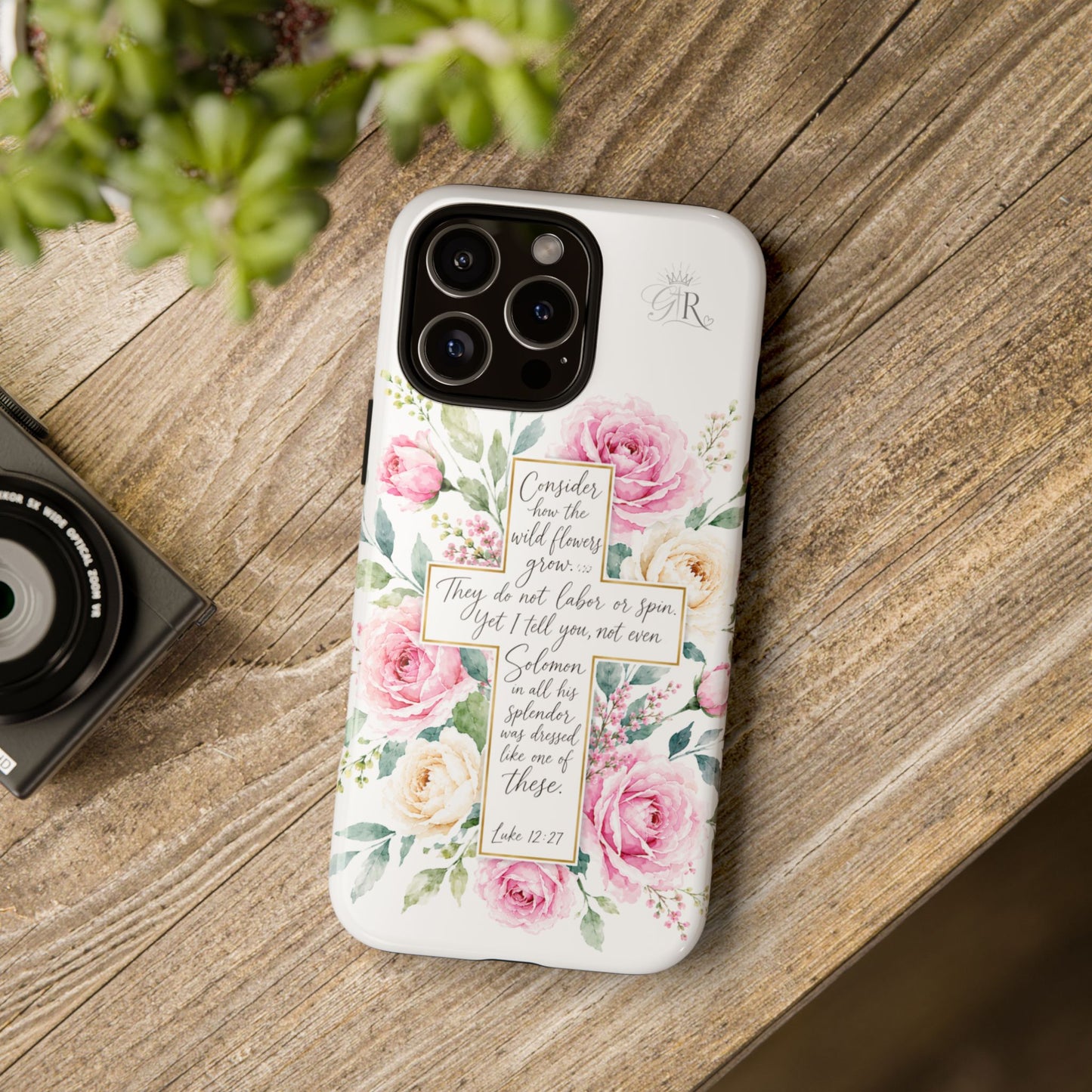 Floral Cross Scripture Phone Case | Tough Case
