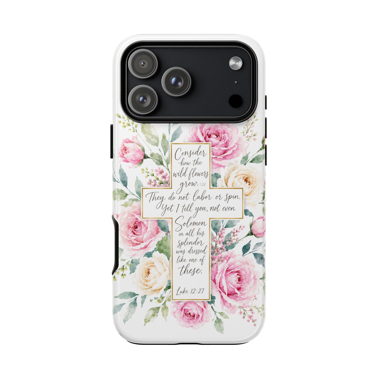 Floral Cross Scripture Phone Case | Tough Case