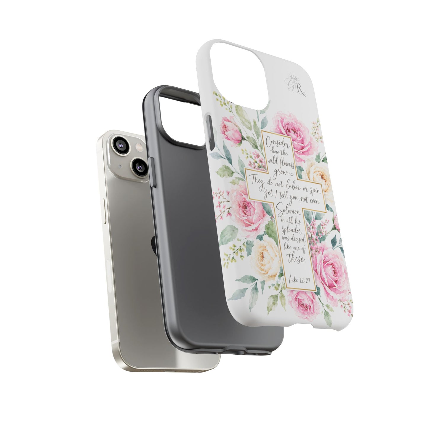 Floral Cross Scripture Phone Case | Tough Case