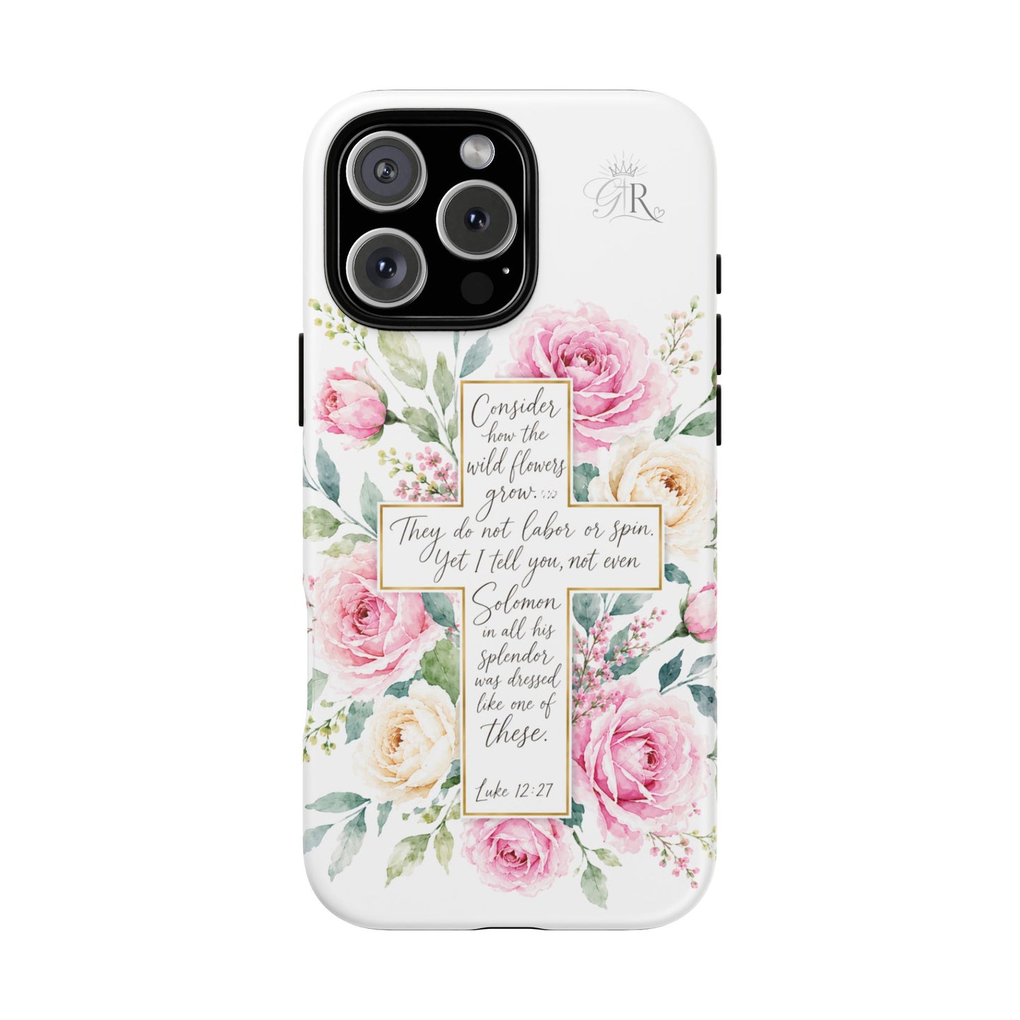 Floral Cross Scripture Phone Case | Tough Case