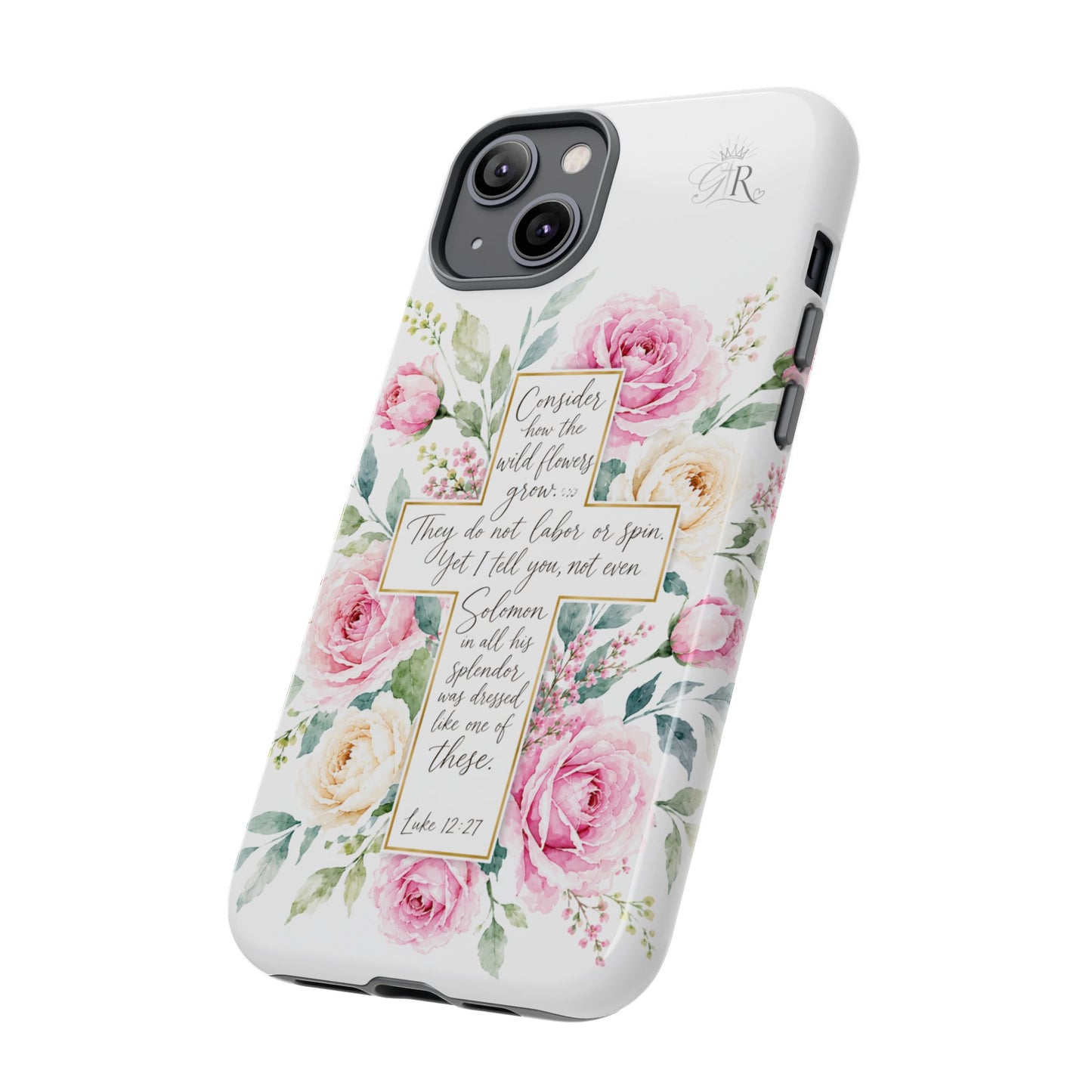 Floral Cross Scripture Phone Case | Tough Case