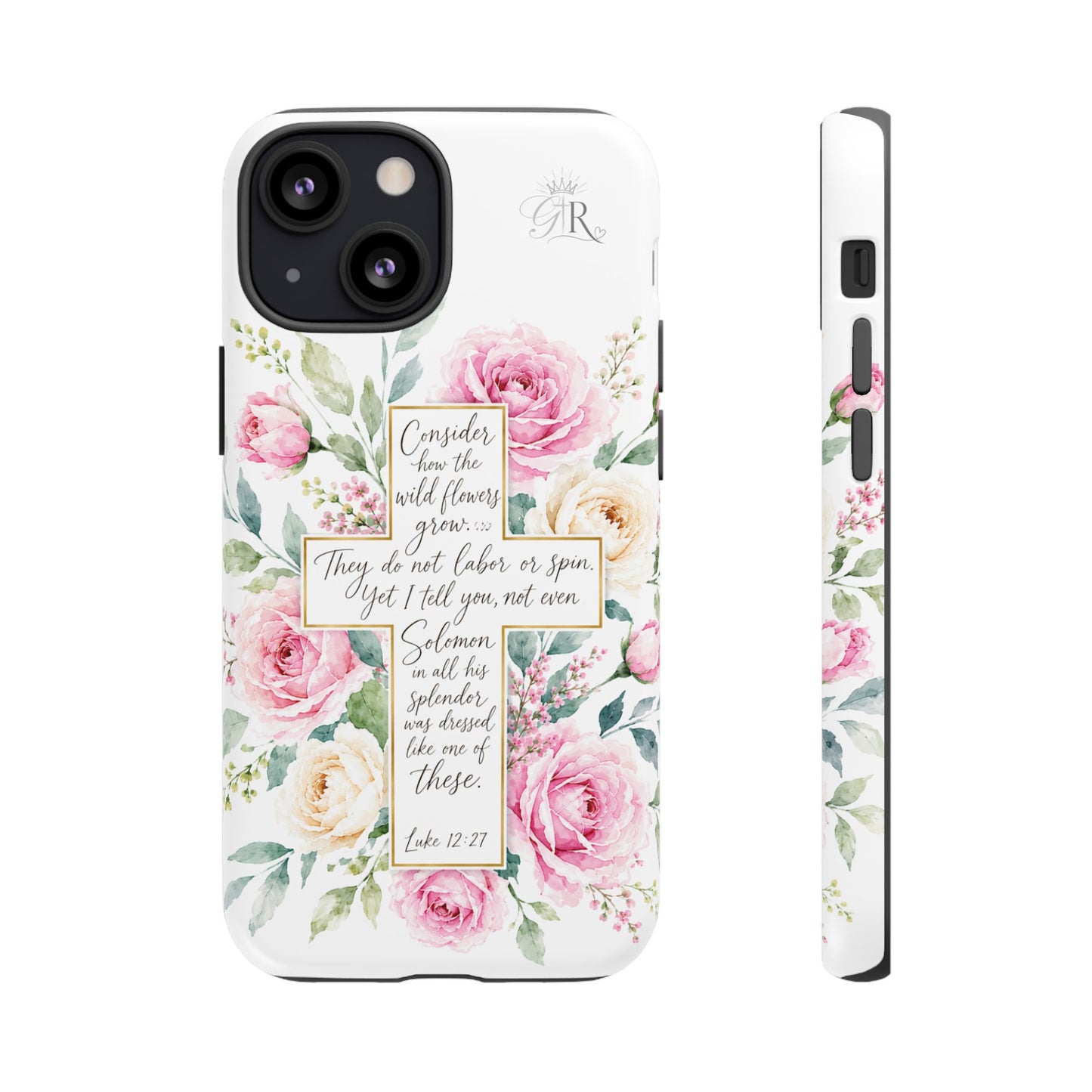 Floral Cross Scripture Phone Case | Tough Case
