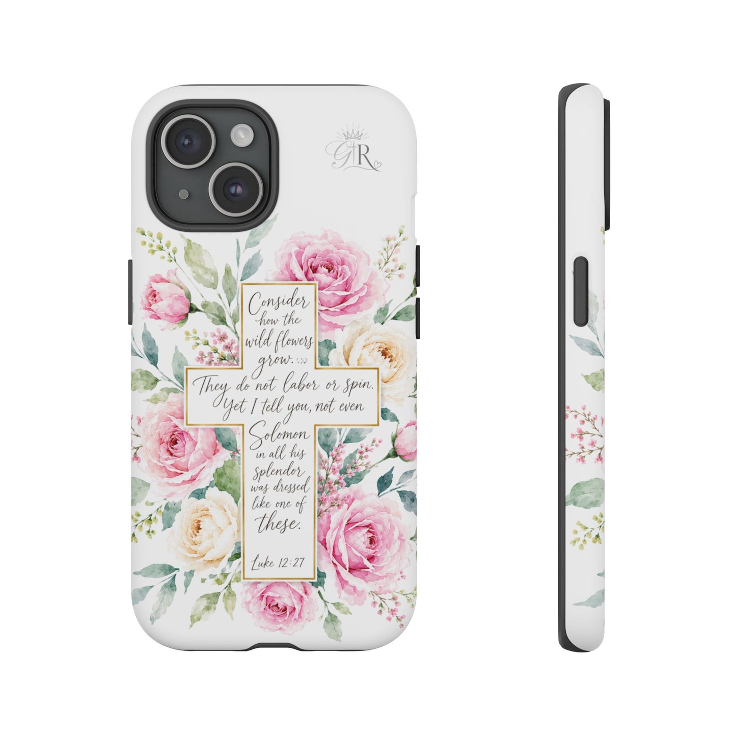 Floral Cross Scripture Phone Case | Tough Case