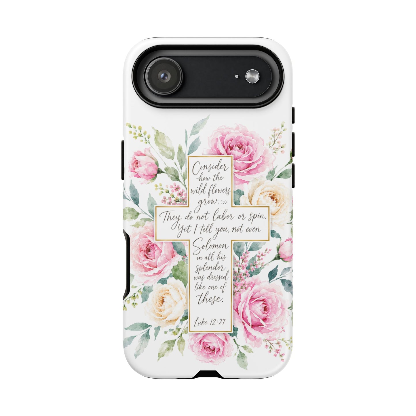 Floral Cross Scripture Phone Case | Tough Case