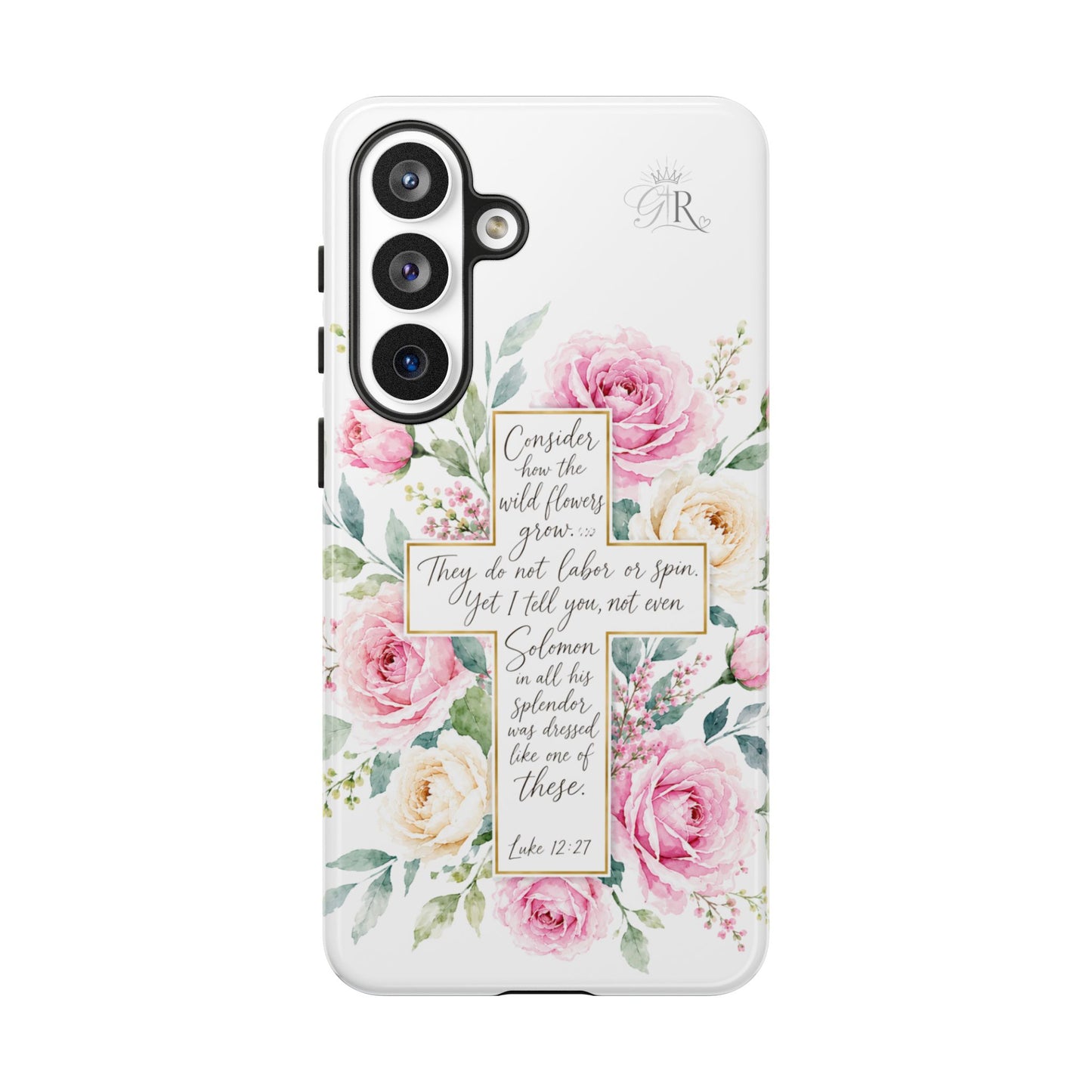 Floral Cross Scripture Phone Case | Tough Case