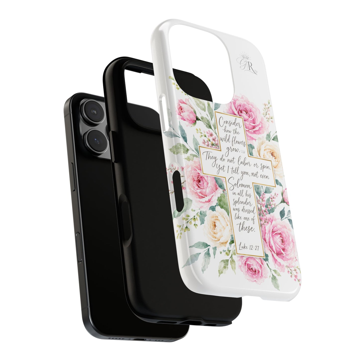 Floral Cross Scripture Phone Case | Tough Case
