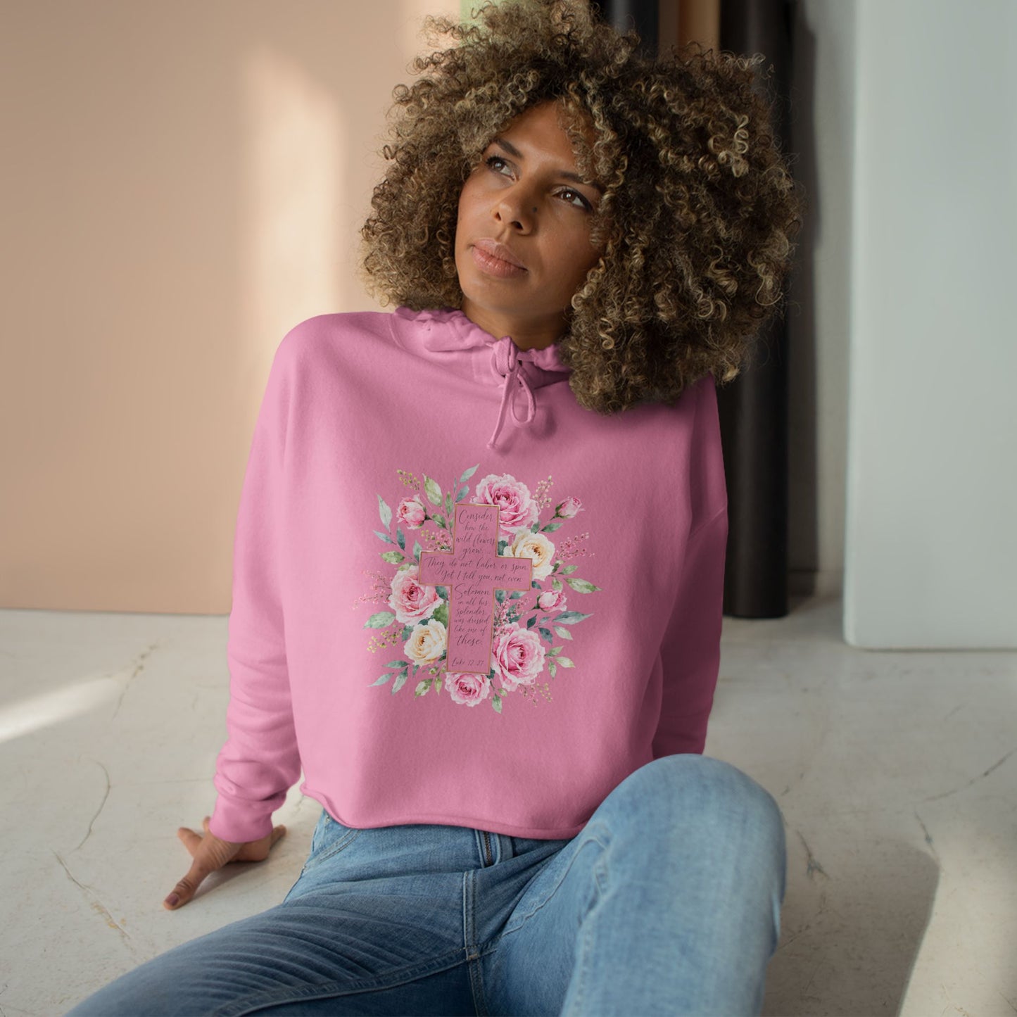 Consider the Wildflowers Hoodie | Luke 12:27 Christian Floral Cross Sweatshirt | Faith-Inspired Women's Hoodie