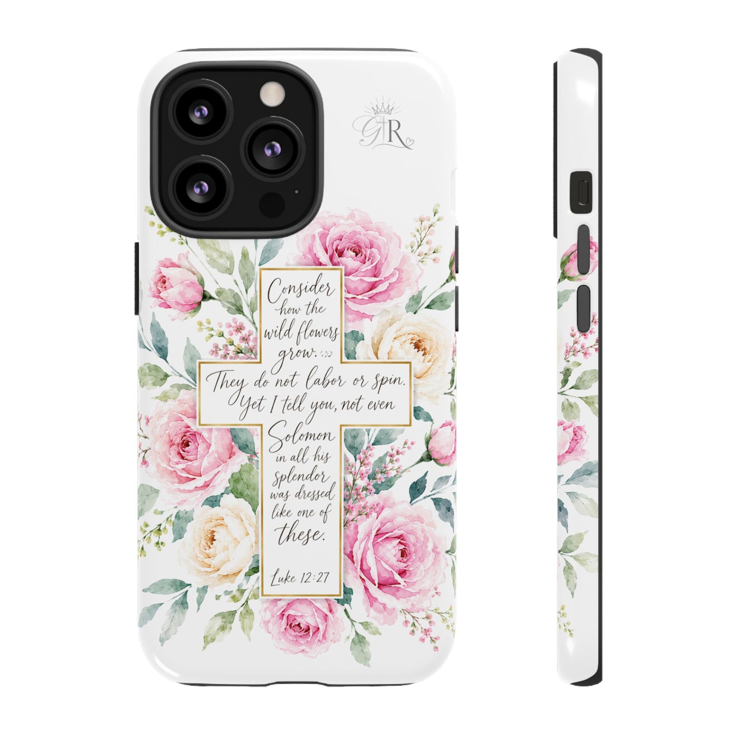 Floral Cross Scripture Phone Case | Tough Case
