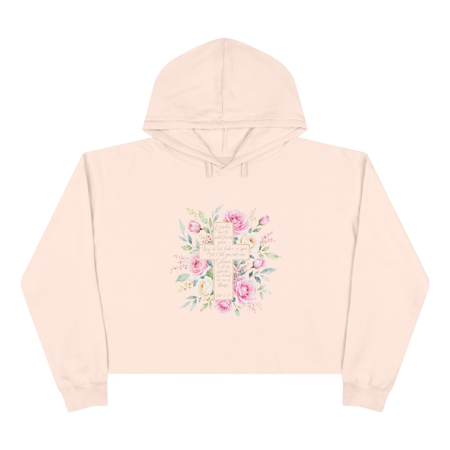 Consider the Wildflowers Hoodie | Luke 12:27 Christian Floral Cross Sweatshirt | Faith-Inspired Women's Hoodie