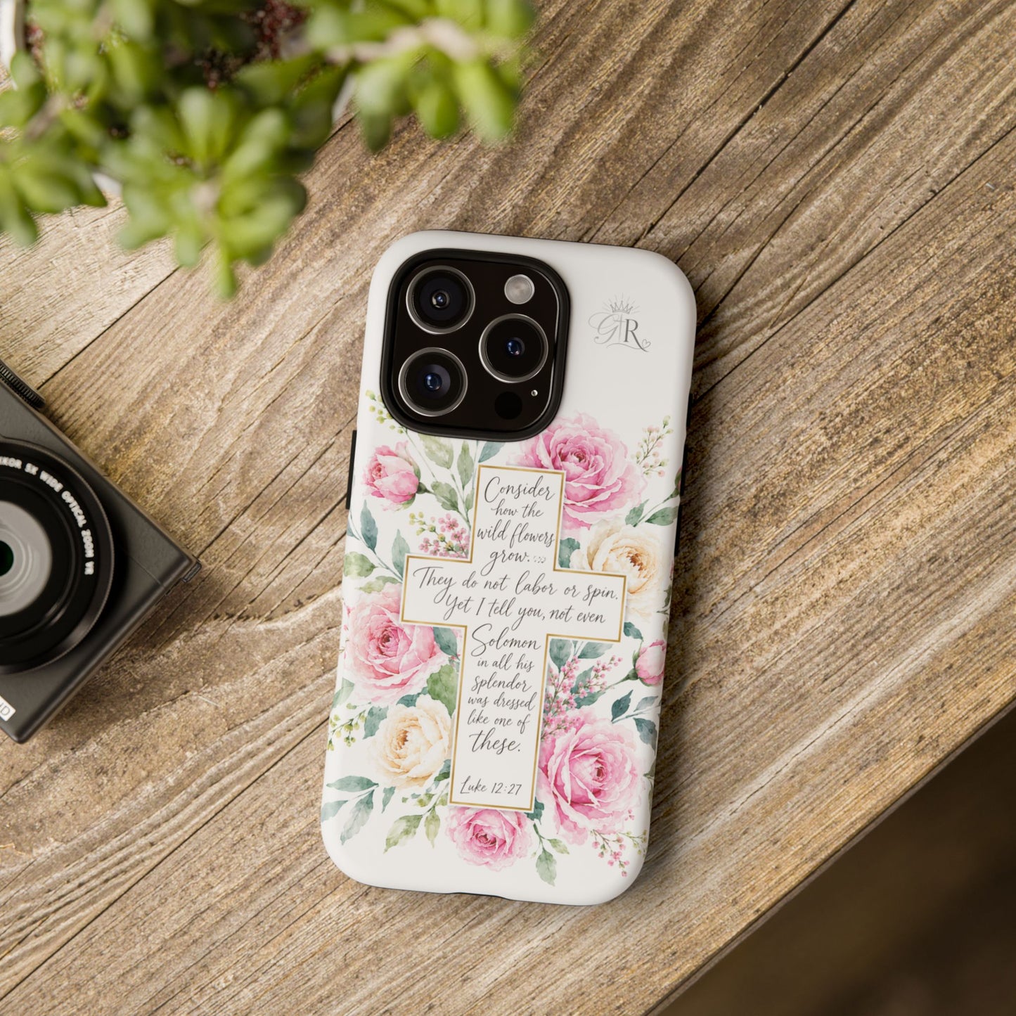 Floral Cross Scripture Phone Case | Tough Case
