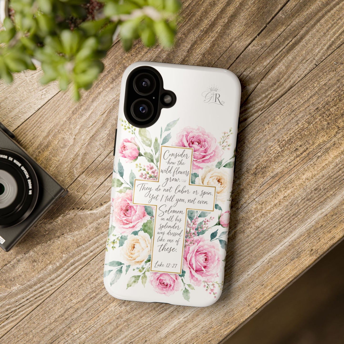Floral Cross Scripture Phone Case | Tough Case