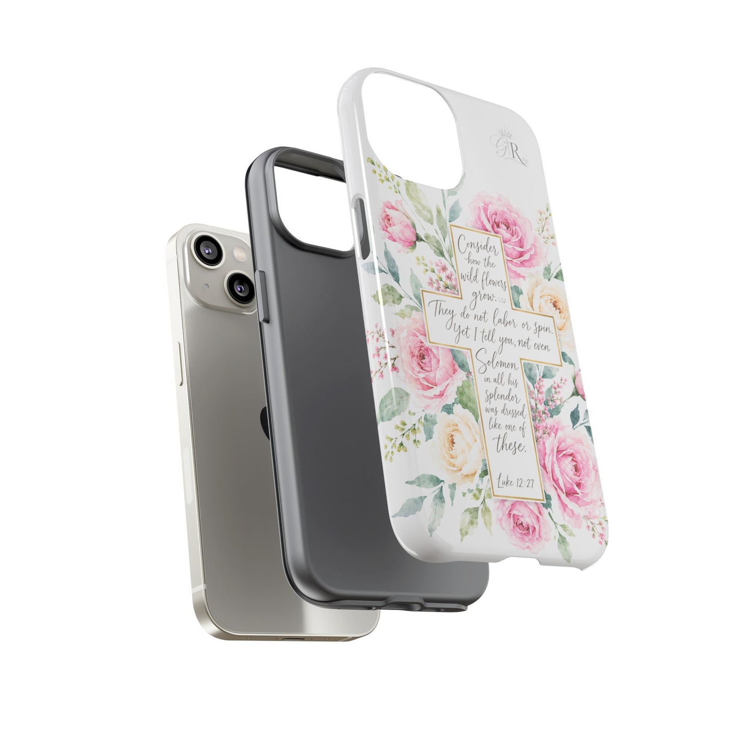 Floral Cross Scripture Phone Case | Tough Case