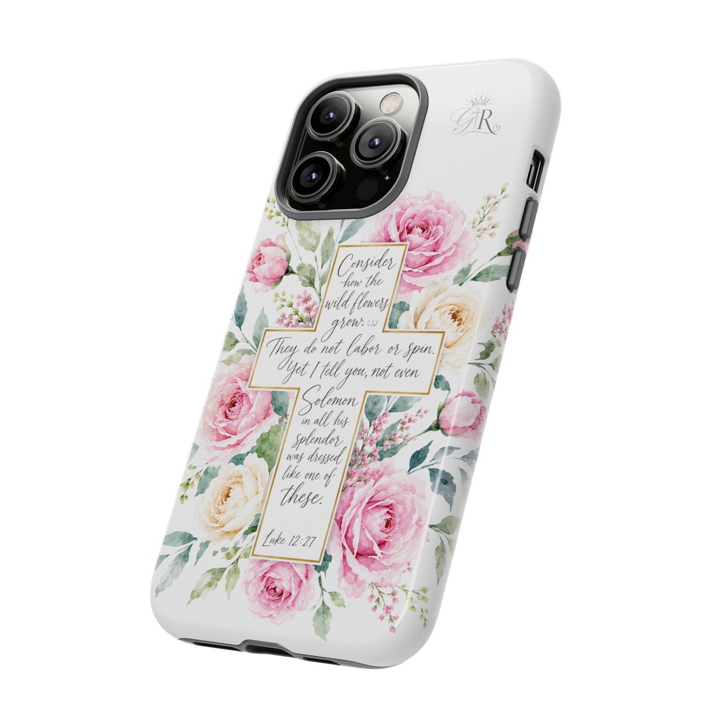 Floral Cross Scripture Phone Case | Tough Case