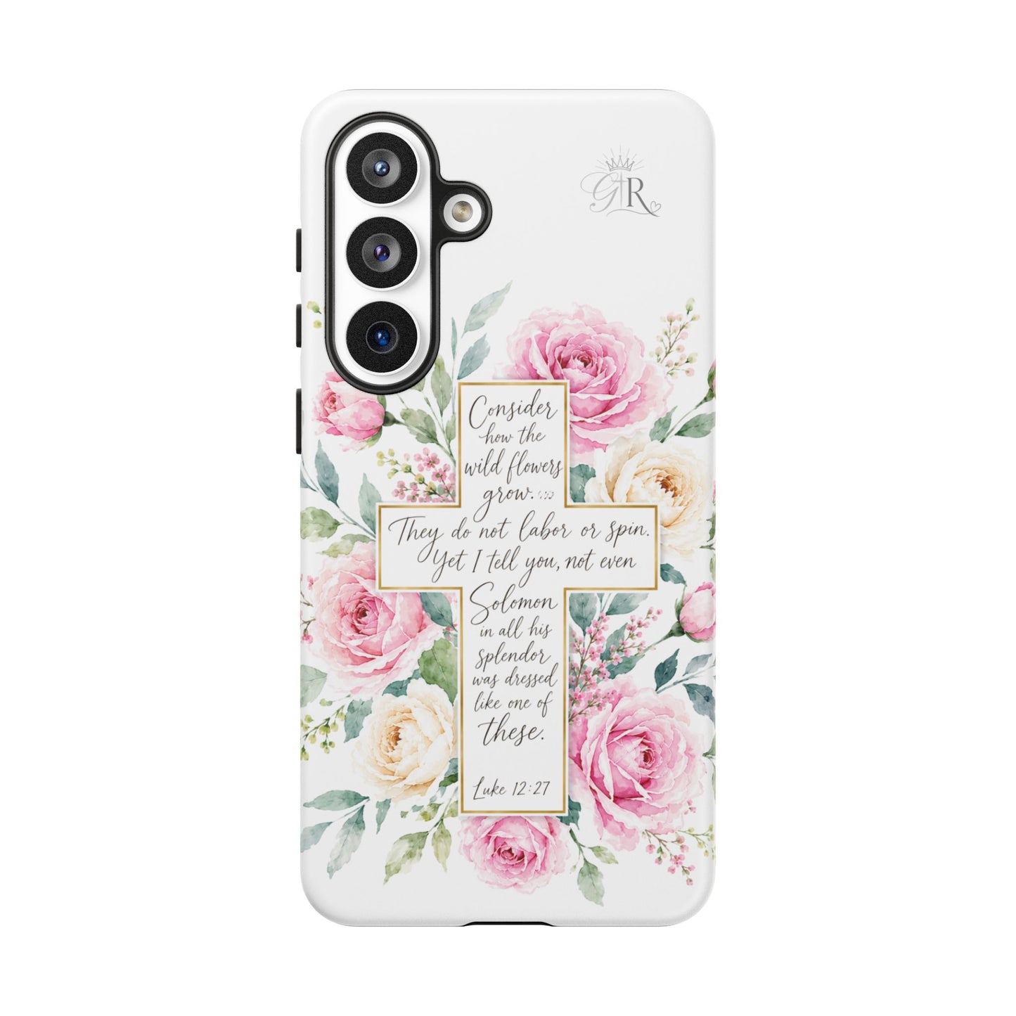 Floral Cross Scripture Phone Case | Tough Case