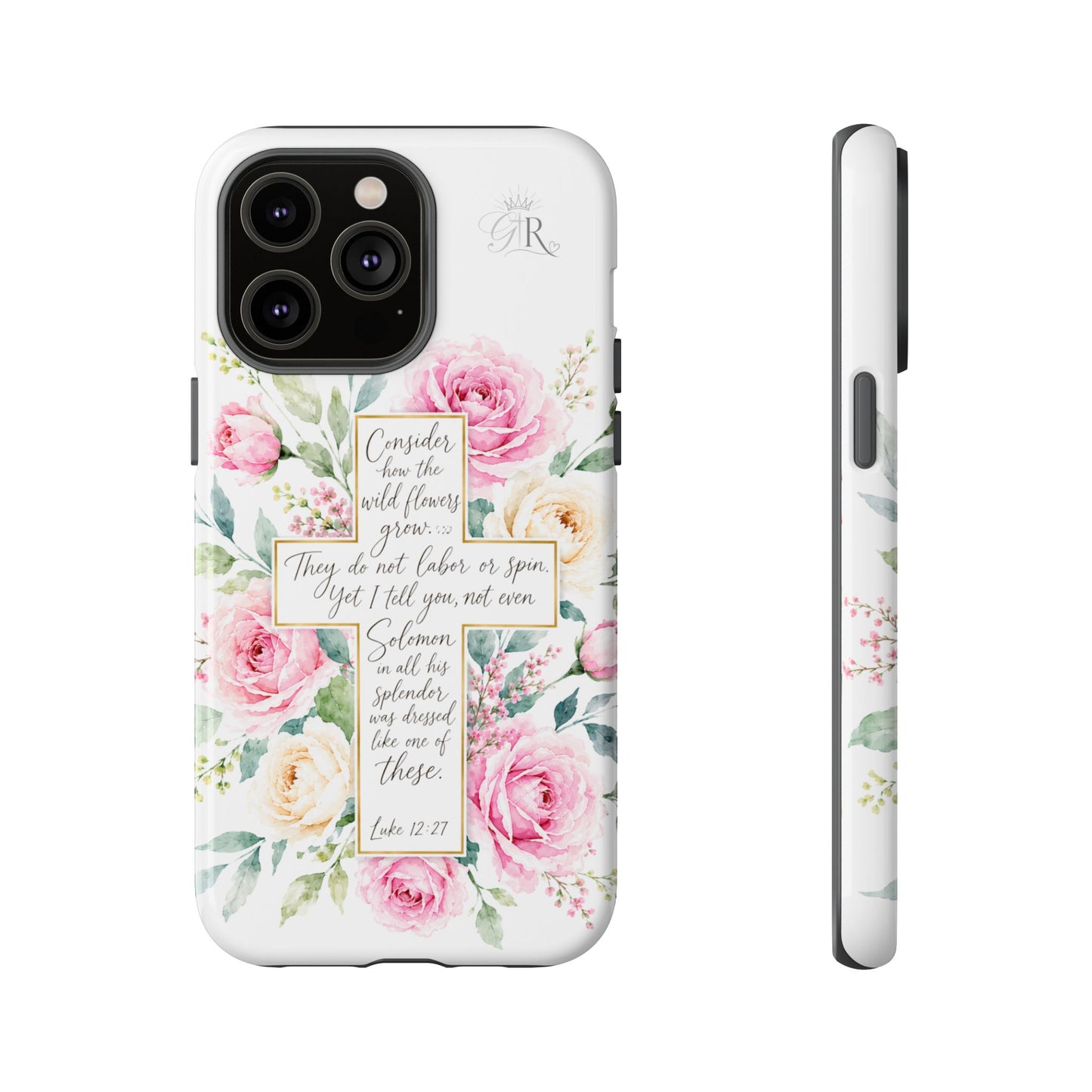Floral Cross Scripture Phone Case | Tough Case