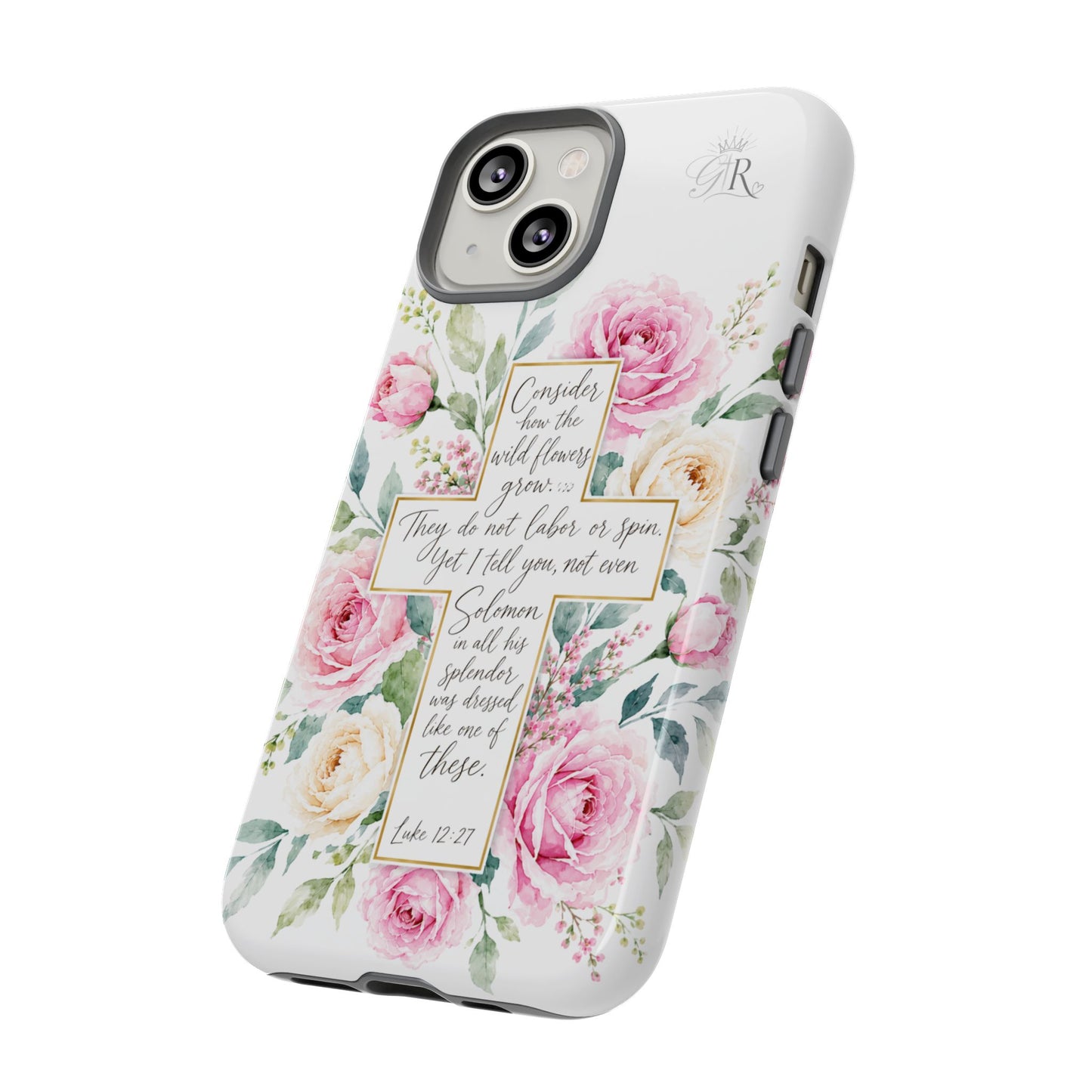 Floral Cross Scripture Phone Case | Tough Case