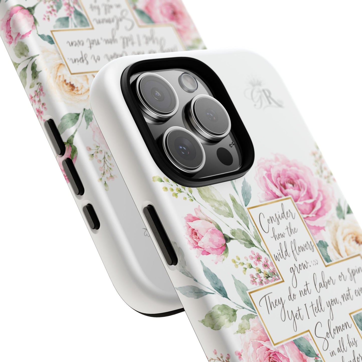 Floral Cross Scripture Phone Case | Tough Case