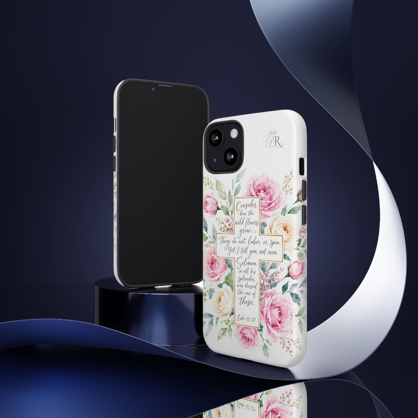 Floral Cross Scripture Phone Case | Tough Case