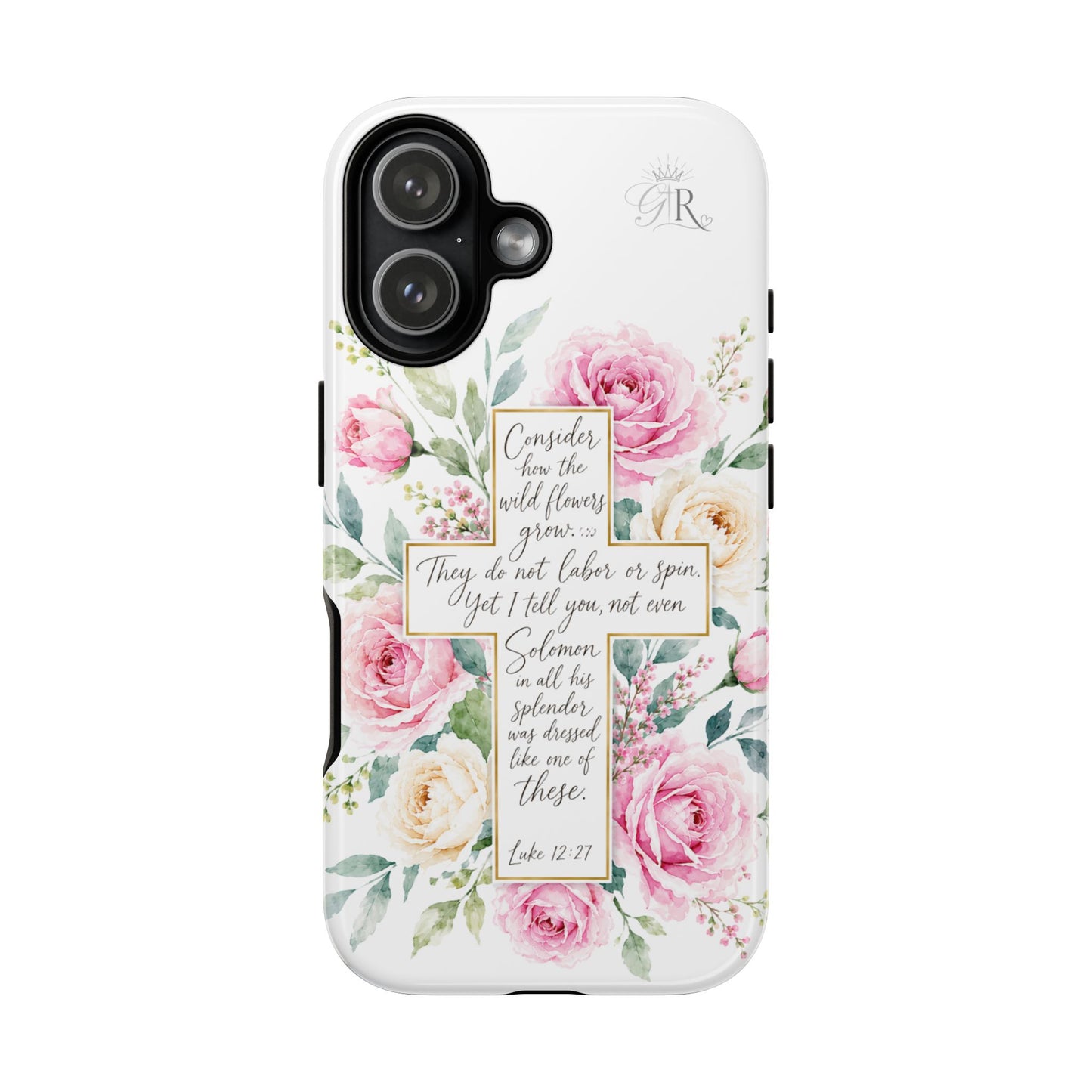 Floral Cross Scripture Phone Case | Tough Case
