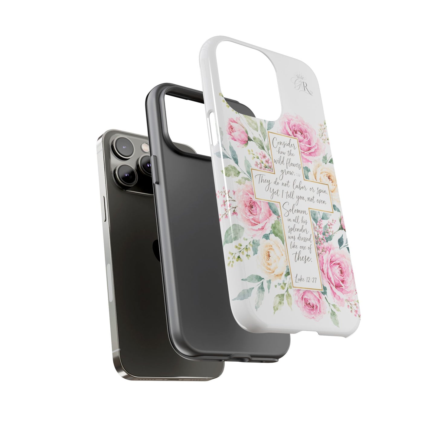 Floral Cross Scripture Phone Case | Tough Case