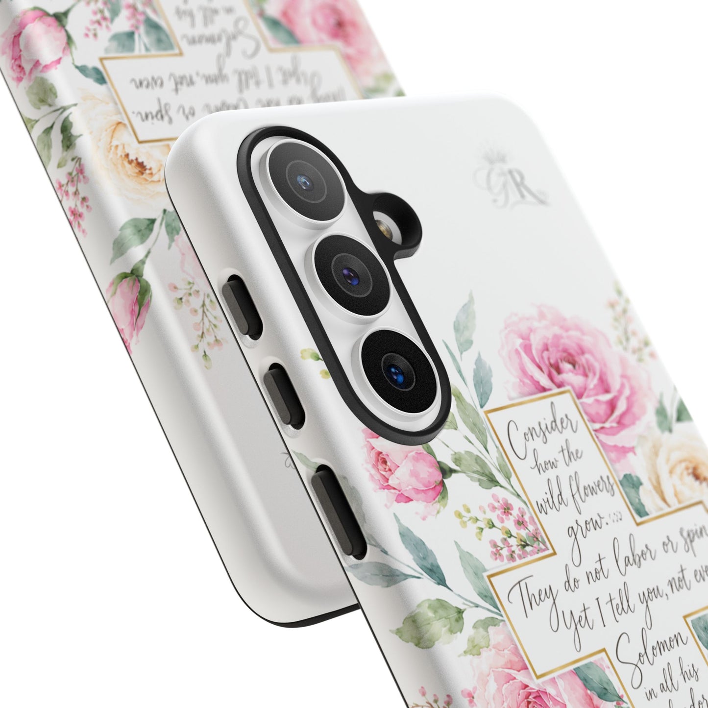 Floral Cross Scripture Phone Case | Tough Case