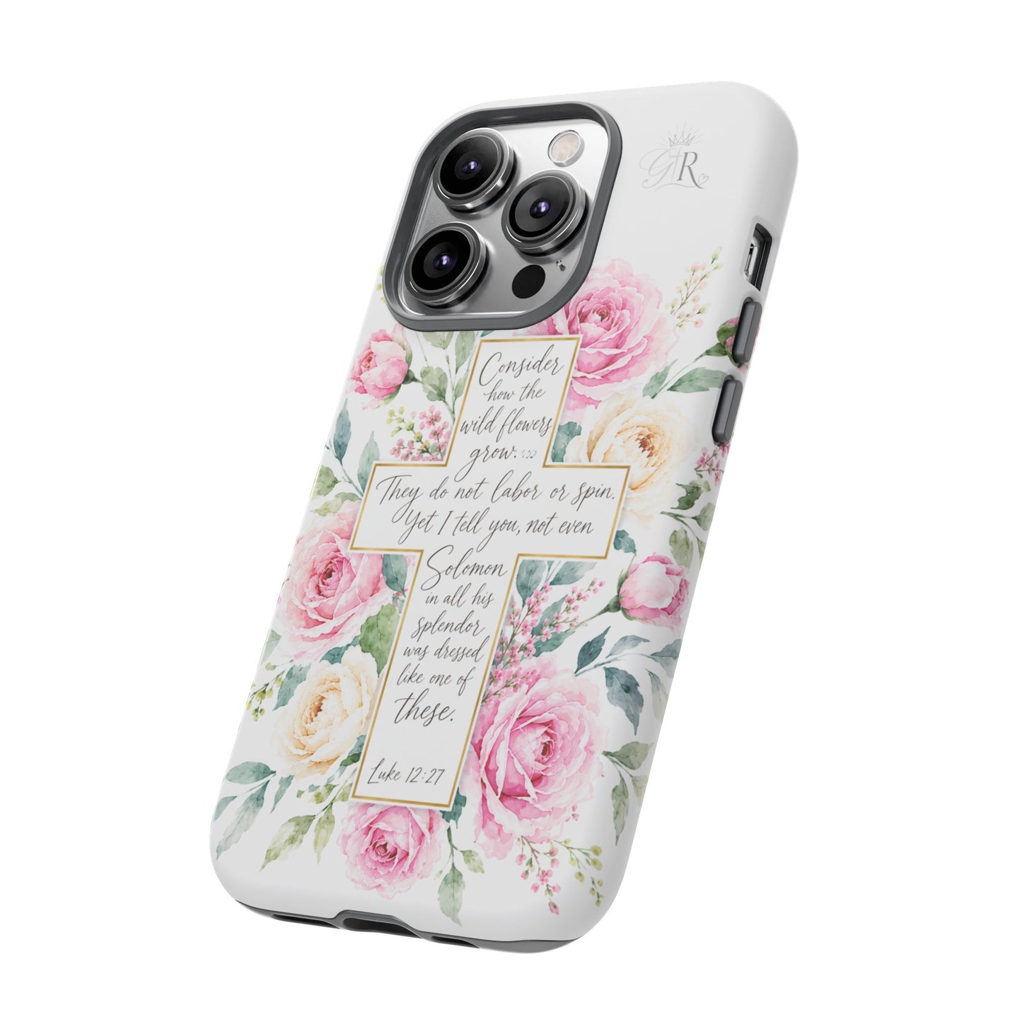Floral Cross Scripture Phone Case | Tough Case