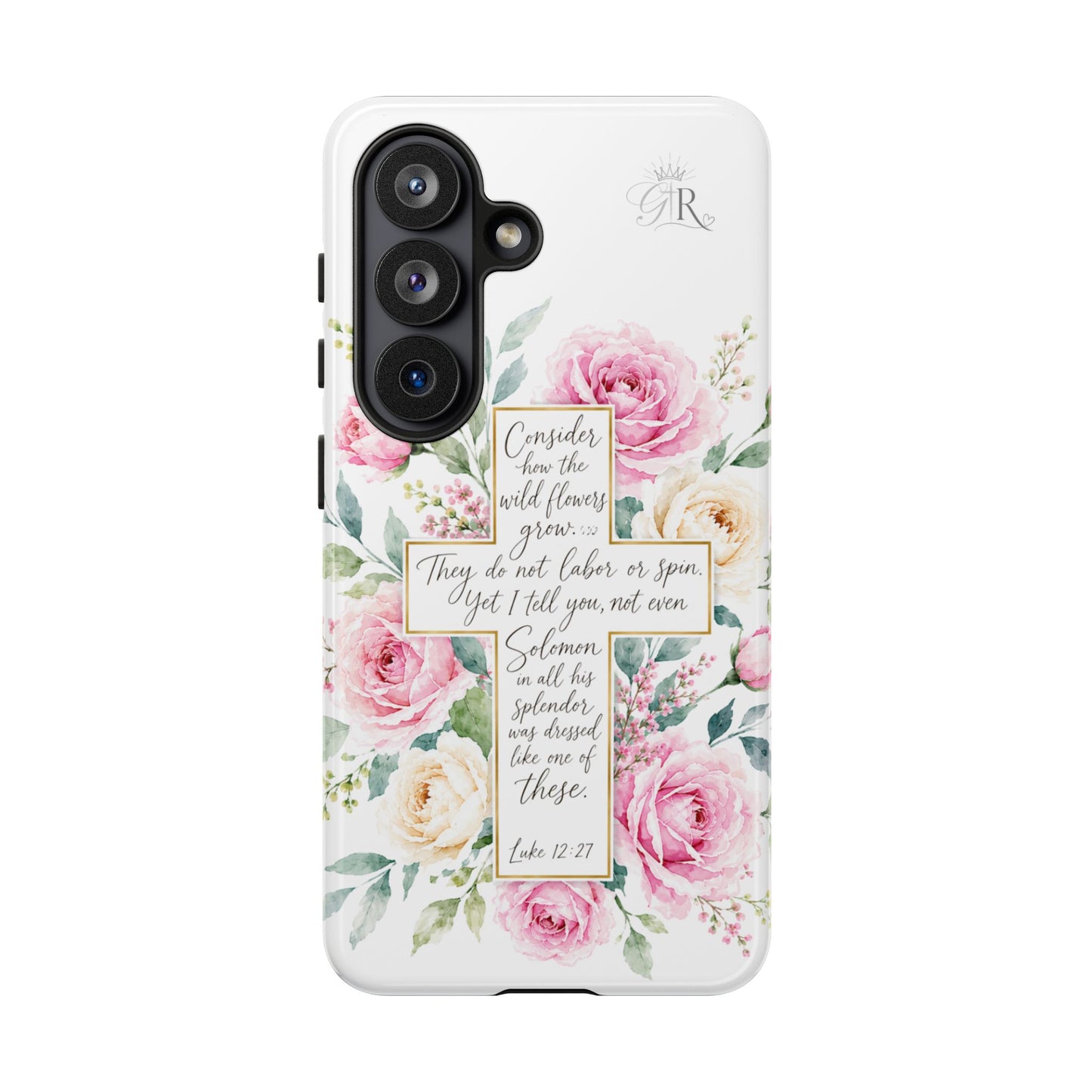 Floral Cross Scripture Phone Case | Tough Case