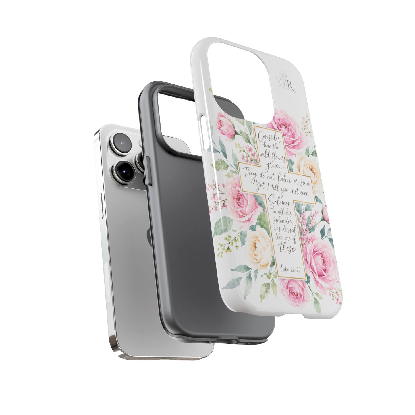 Floral Cross Scripture Phone Case | Tough Case