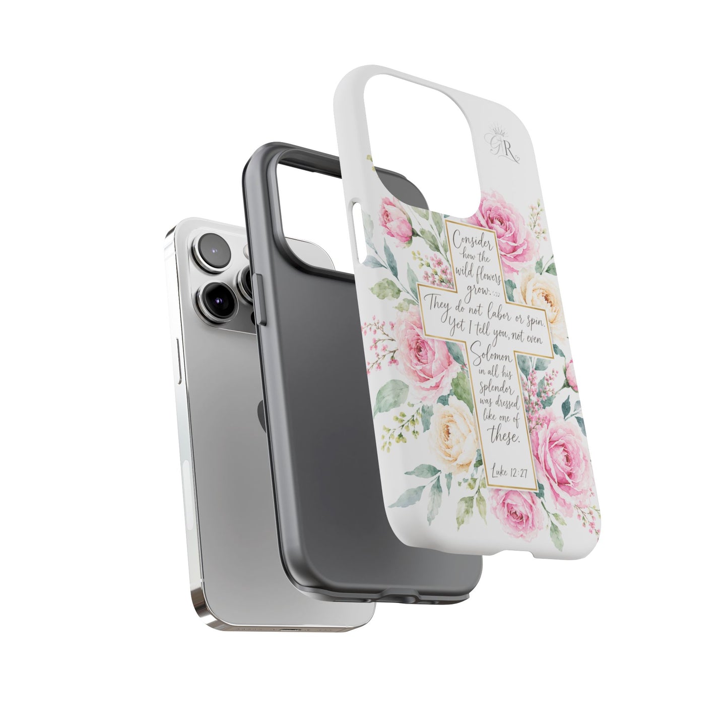 Floral Cross Scripture Phone Case | Tough Case