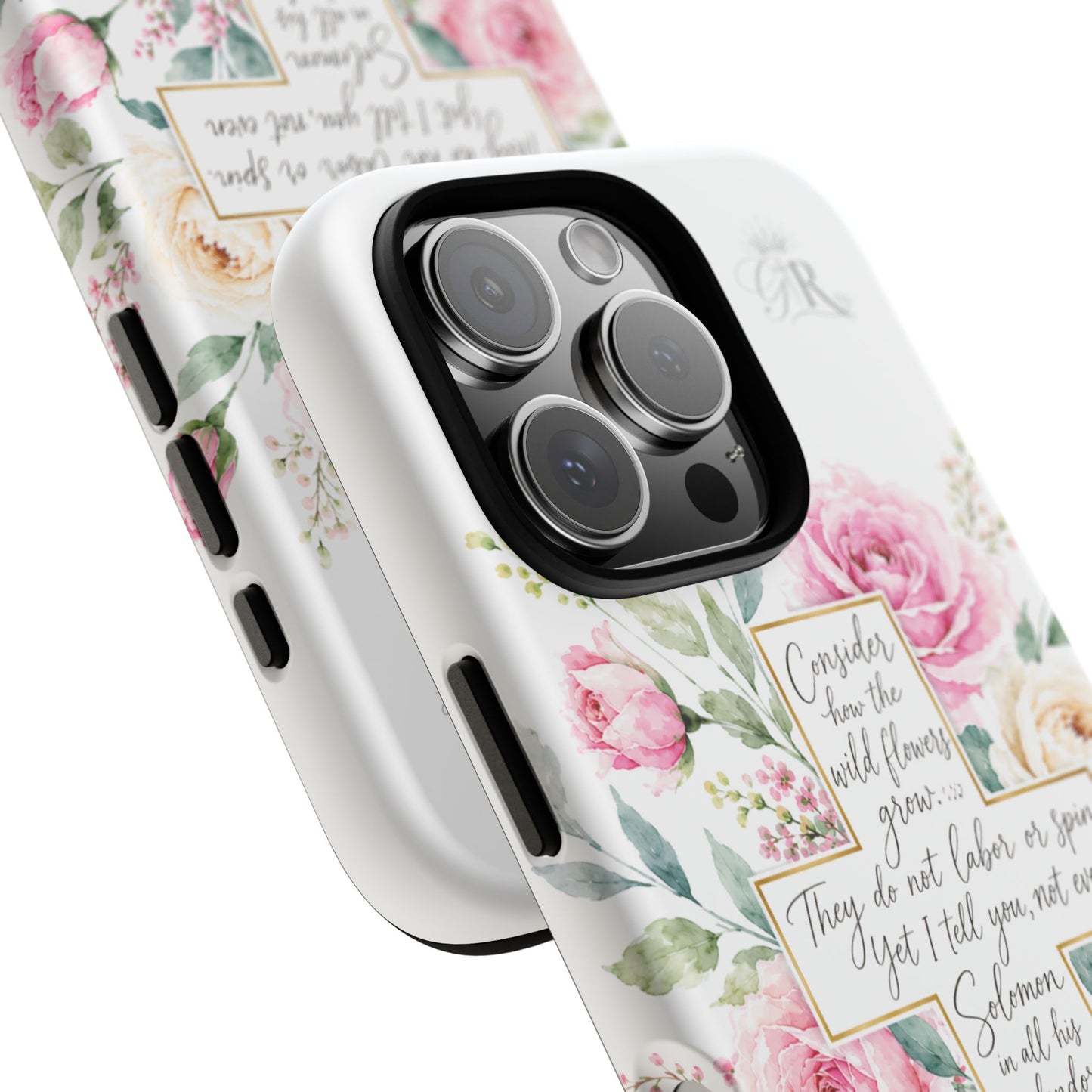 Floral Cross Scripture Phone Case | Tough Case