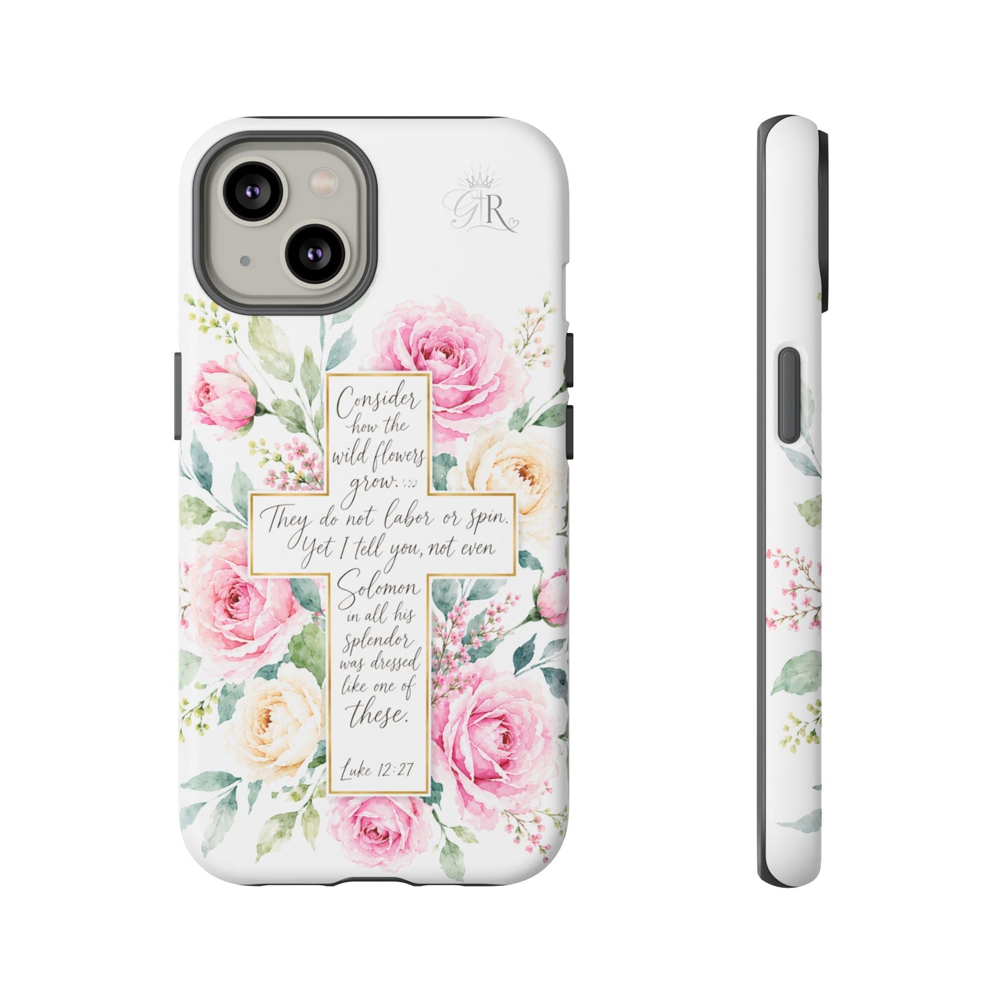 Floral Cross Scripture Phone Case | Tough Case