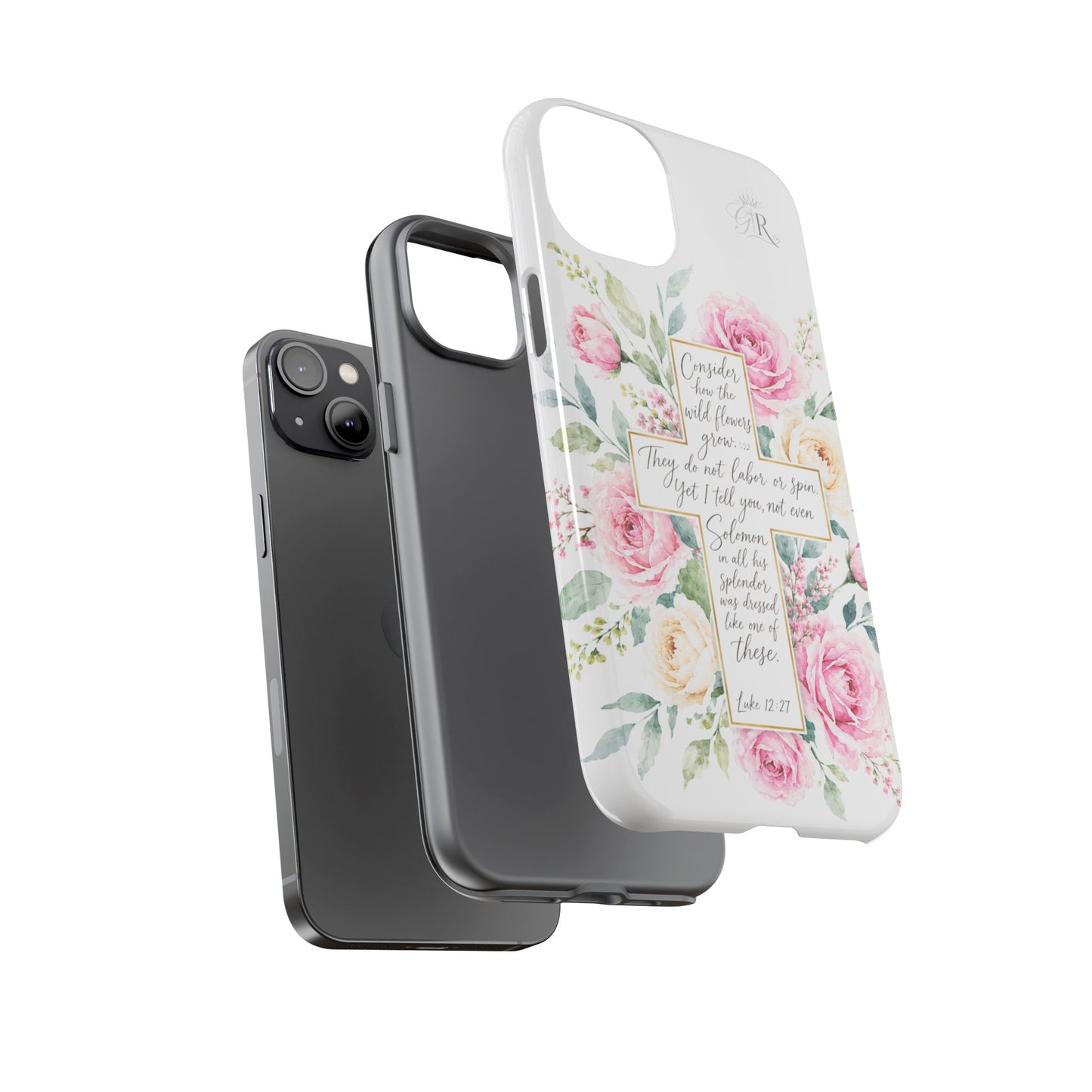 Floral Cross Scripture Phone Case | Tough Case