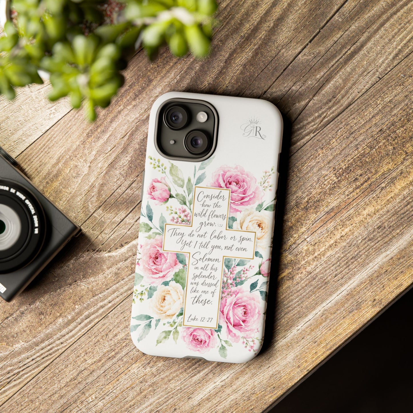 Floral Cross Scripture Phone Case | Tough Case