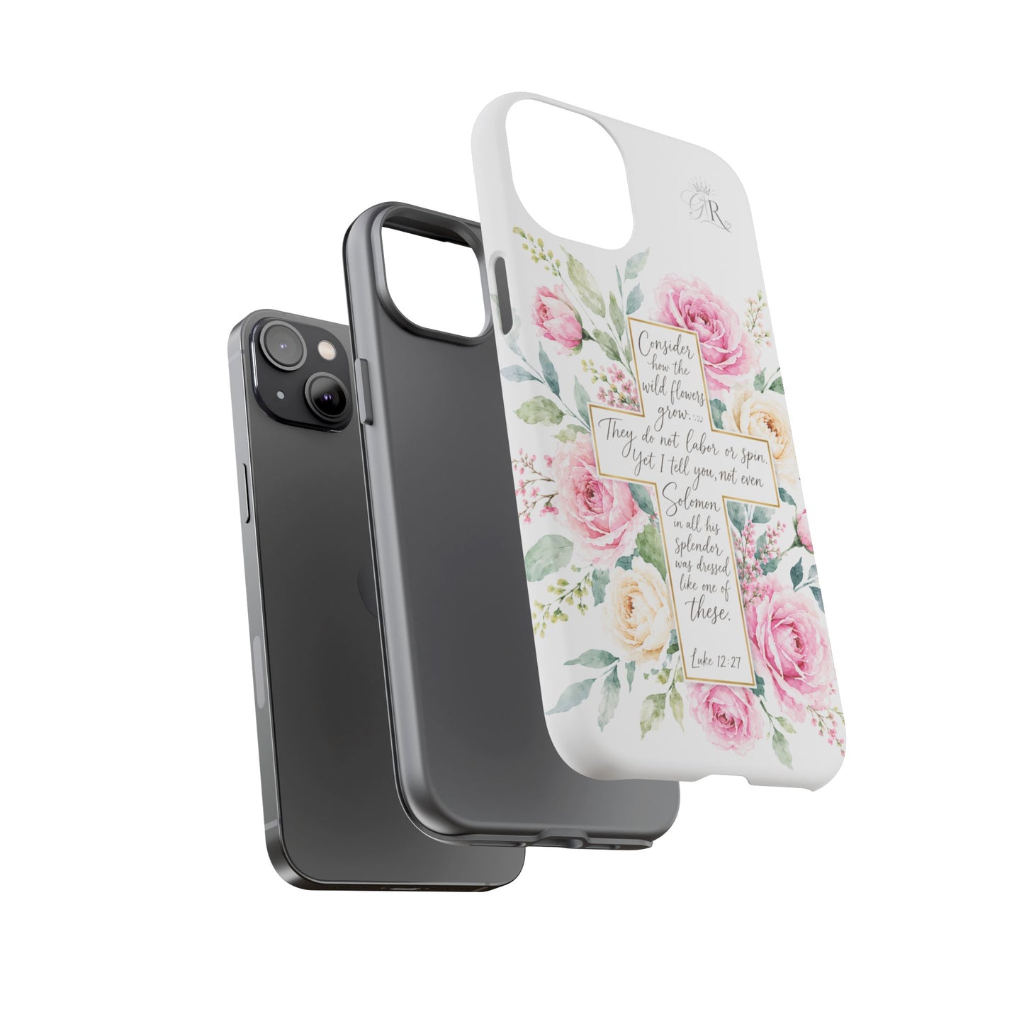 Floral Cross Scripture Phone Case | Tough Case