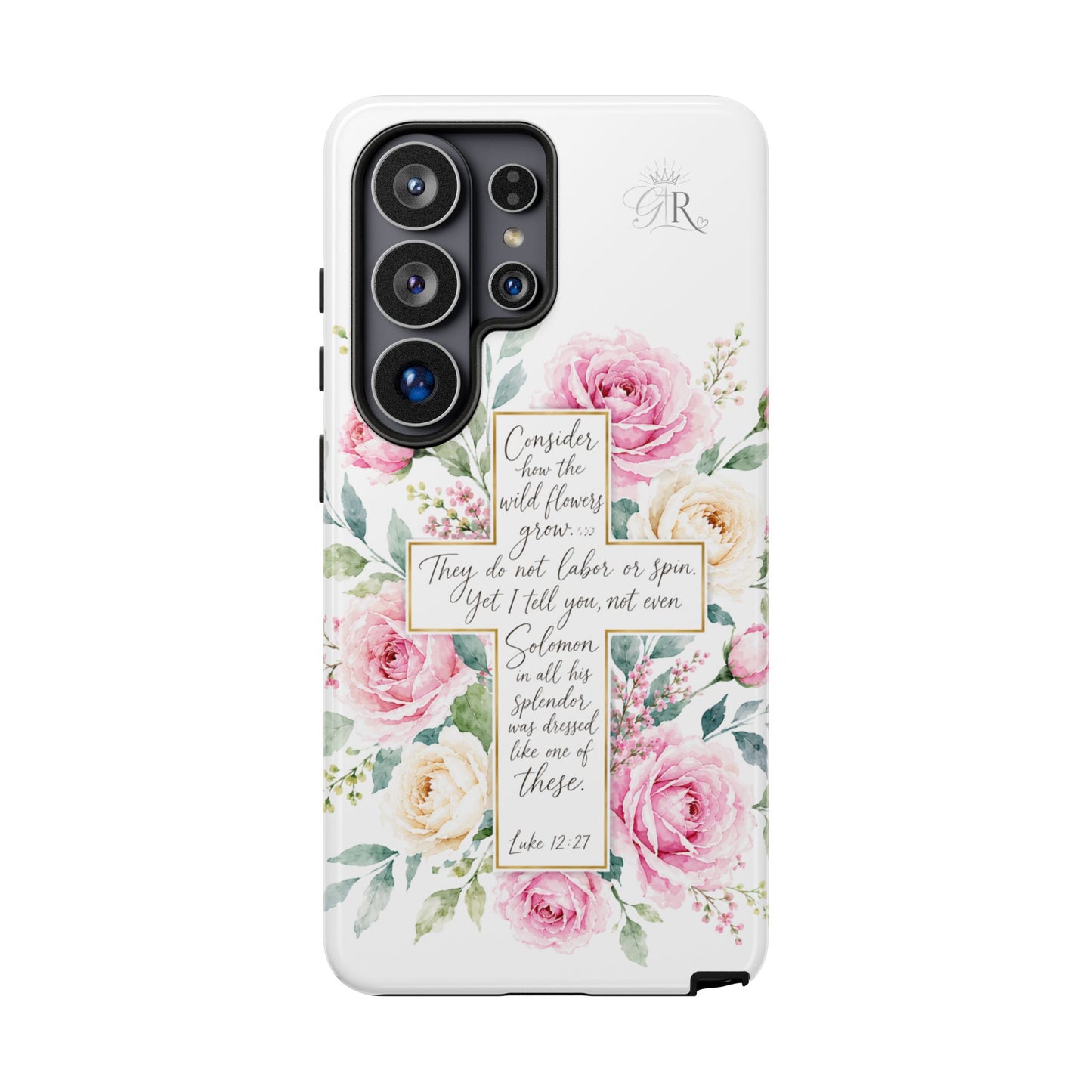 Floral Cross Scripture Phone Case | Tough Case
