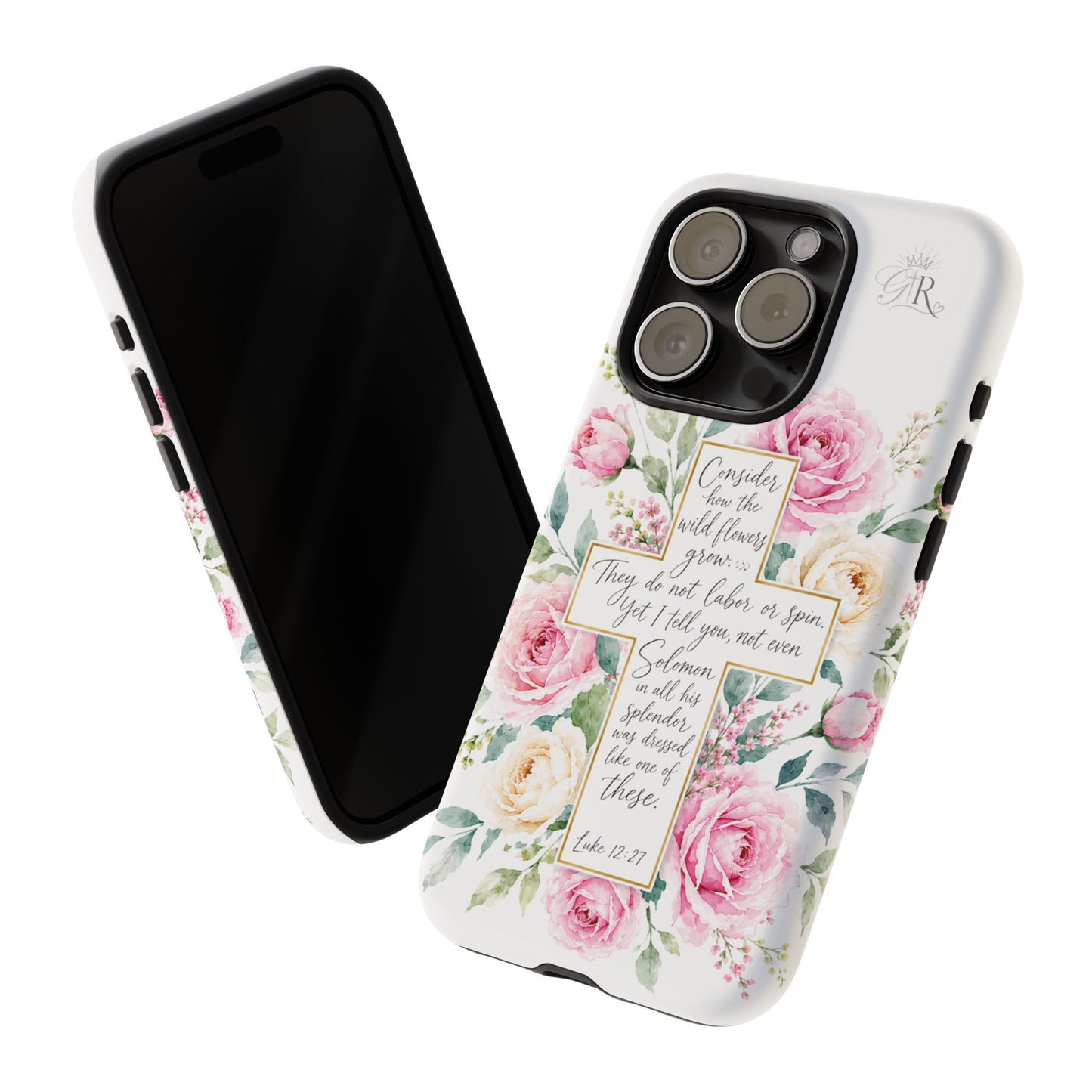 Floral Cross Scripture Phone Case | Tough Case