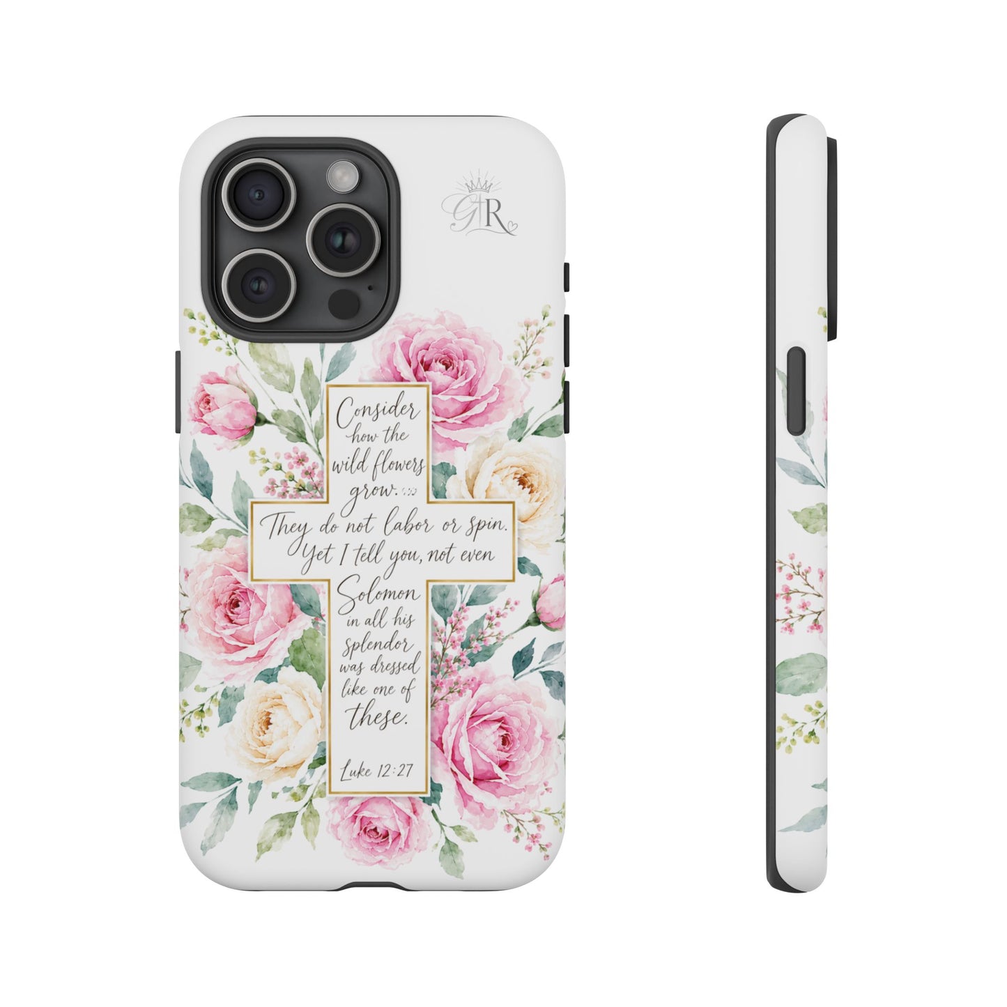 Floral Cross Scripture Phone Case | Tough Case