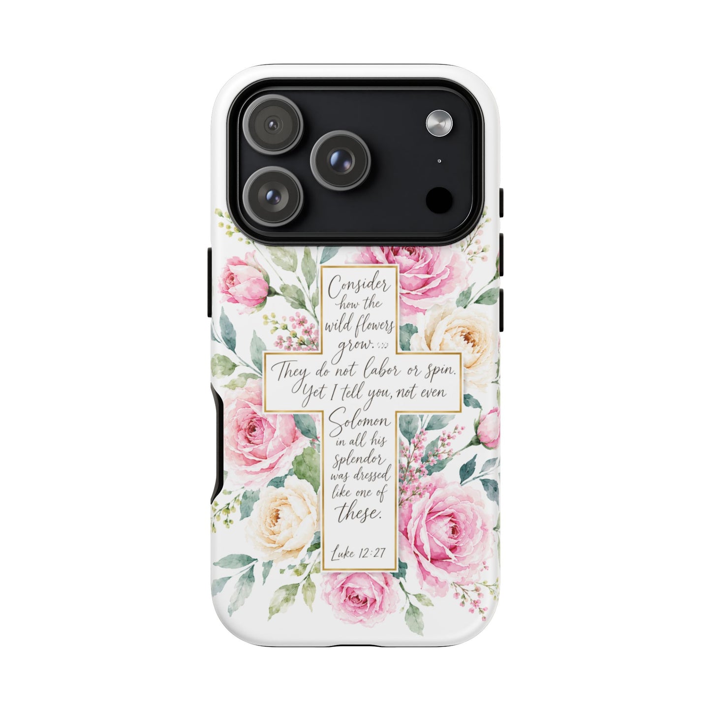 Floral Cross Scripture Phone Case | Tough Case
