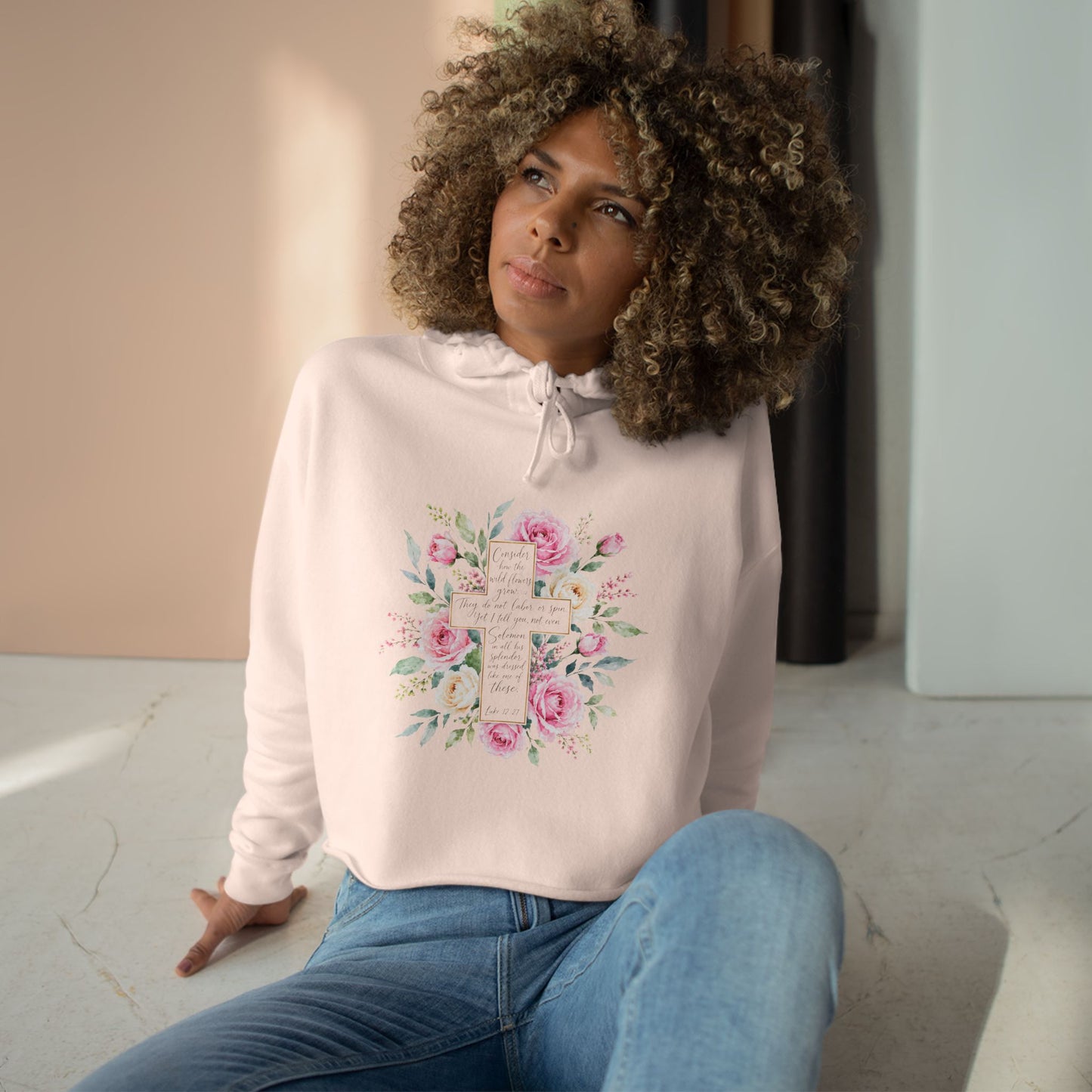 Consider the Wildflowers Hoodie | Luke 12:27 Christian Floral Cross Sweatshirt | Faith-Inspired Women's Hoodie