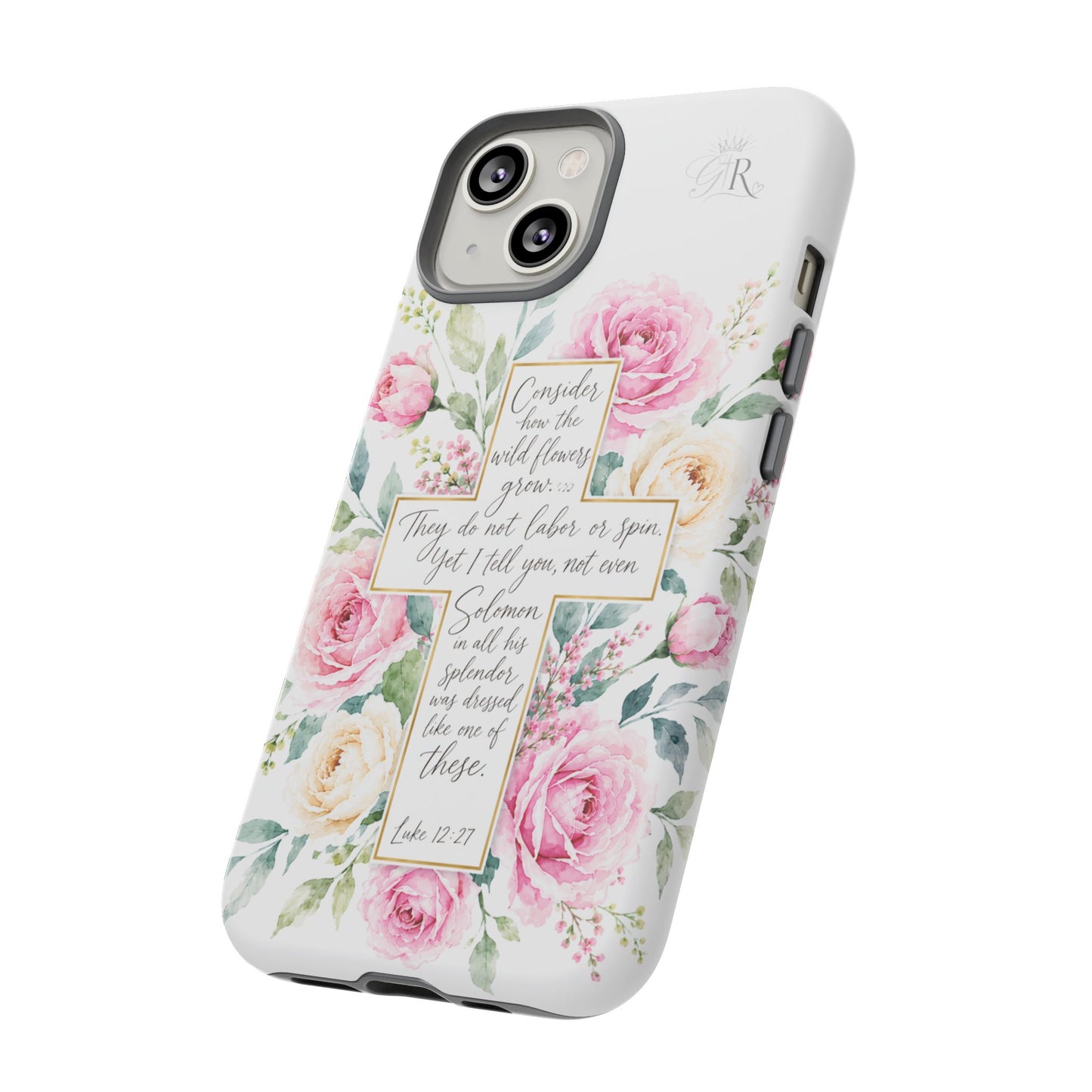 Floral Cross Scripture Phone Case | Tough Case