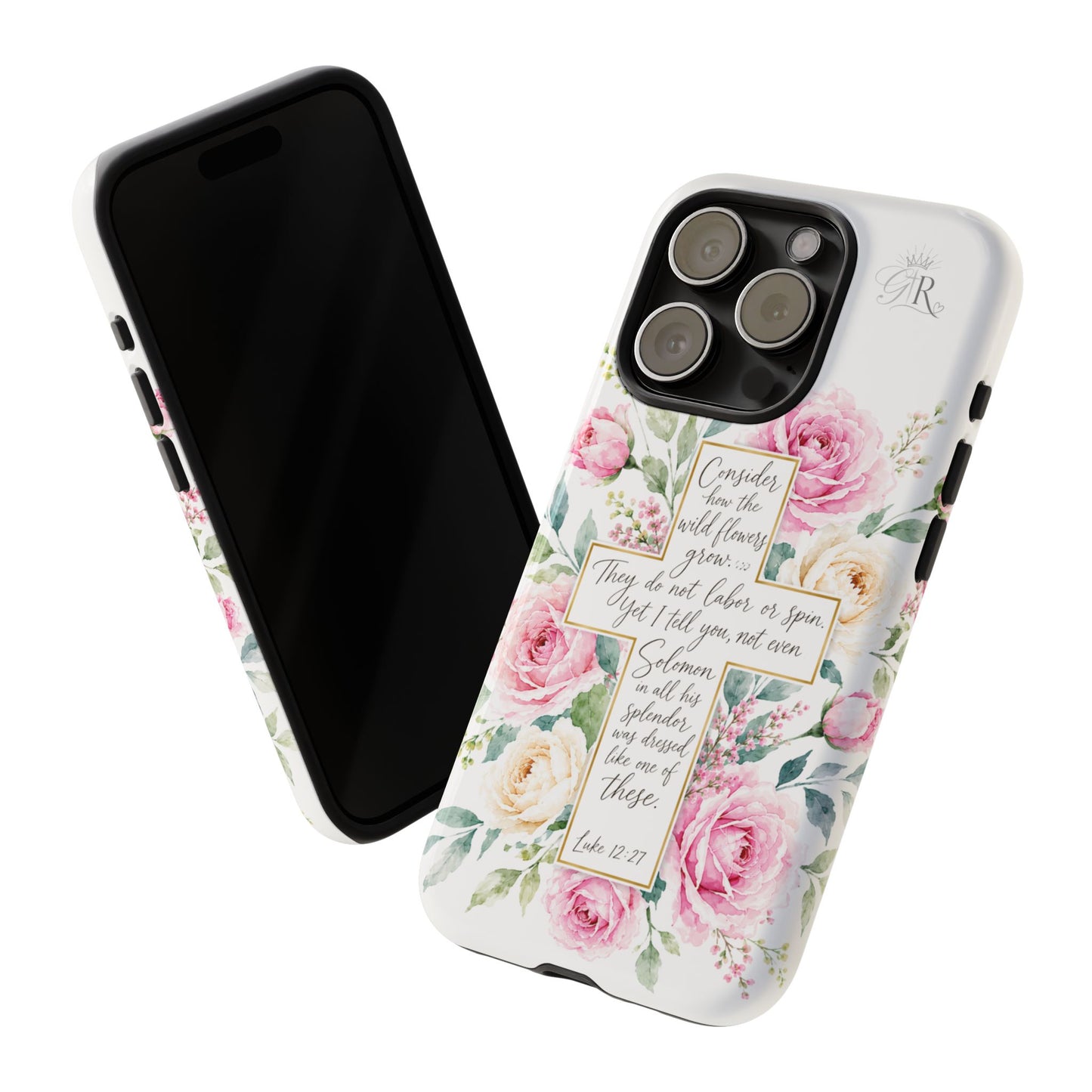 Floral Cross Scripture Phone Case | Tough Case