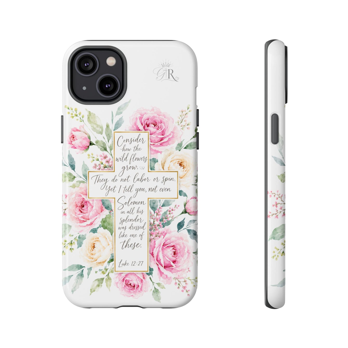 Floral Cross Scripture Phone Case | Tough Case